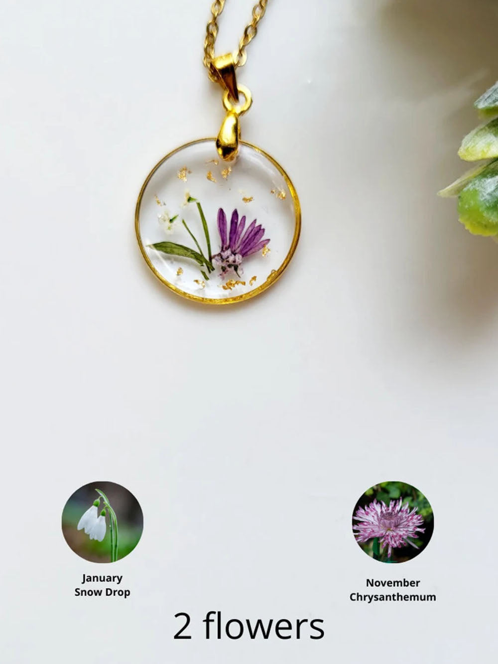 Handmade Flower Bouquet Pressed Resin Pendant Necklaces