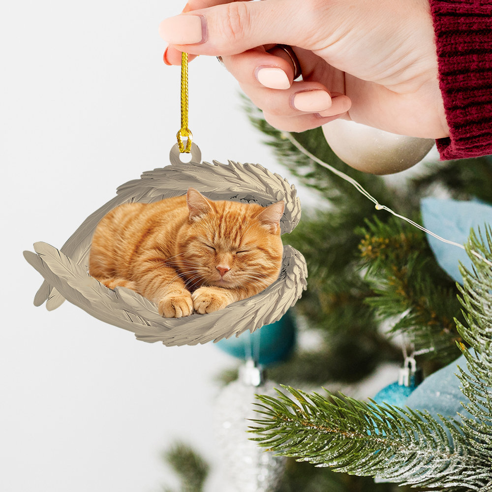 ✨Personalized Tuxedo Cat Sleeping Angel Ornament✨
