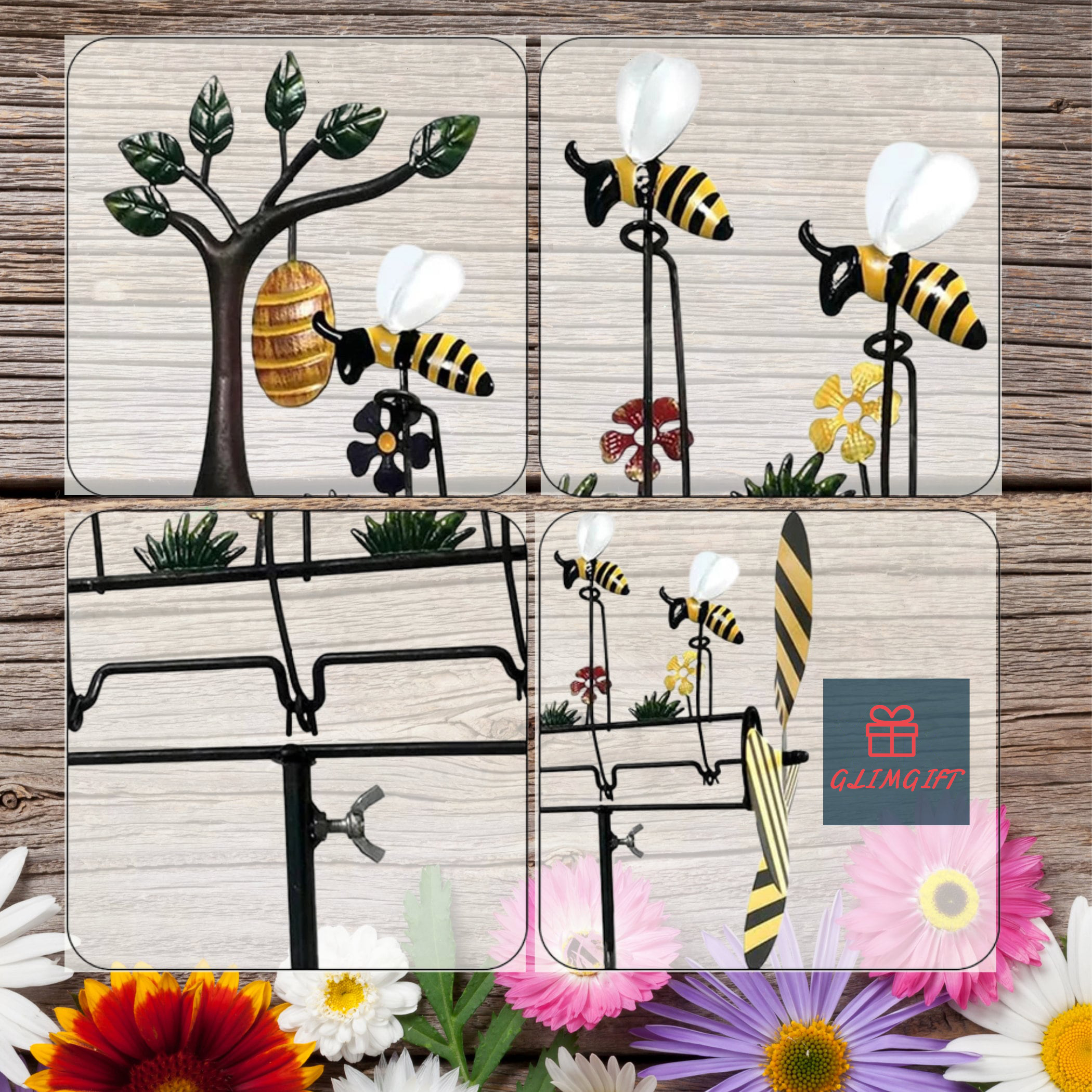 Bumble Bee Windmill for Garden Decor, Wind Spinner Bees