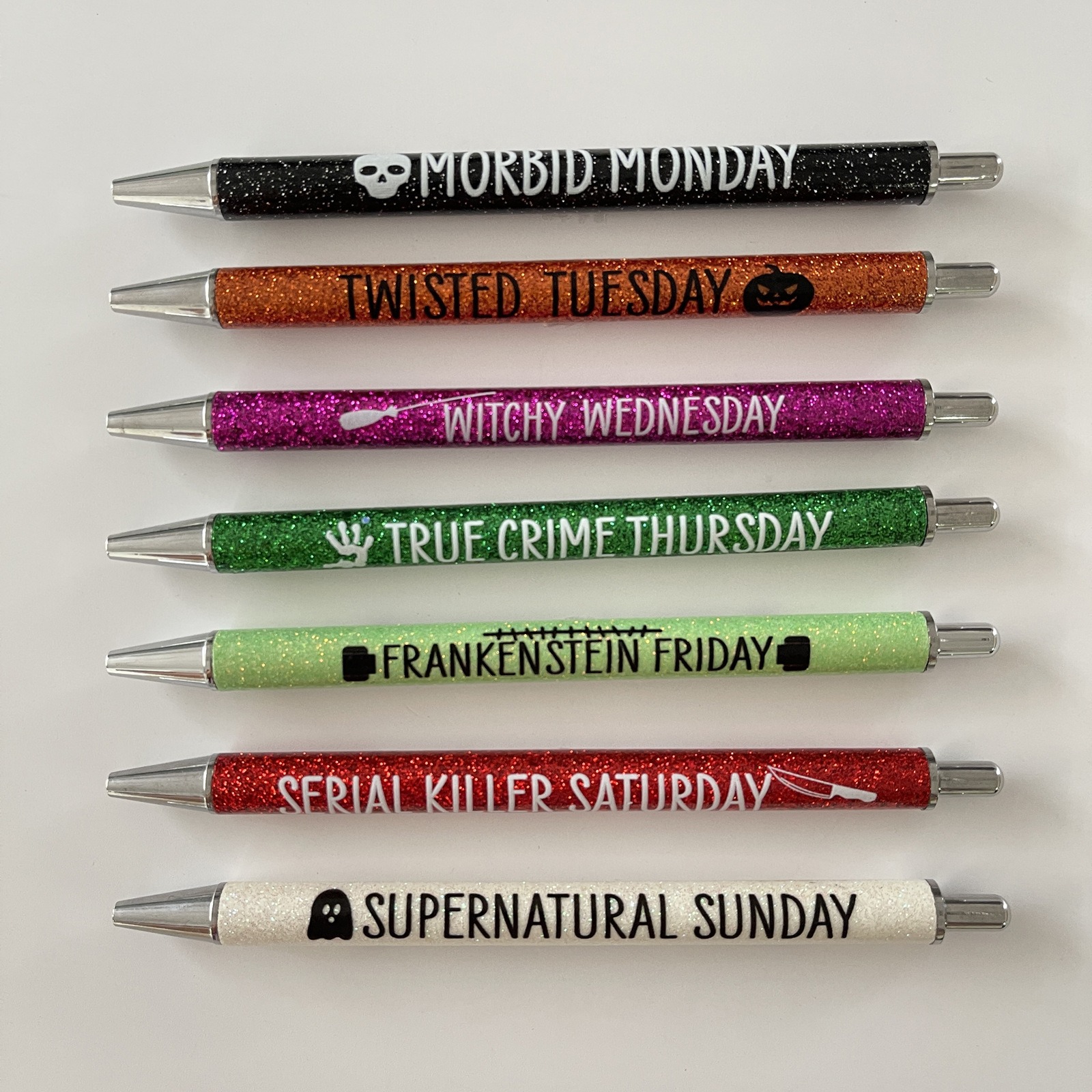 👻7 Pcs Colored Glitter Pen Set for Halloween