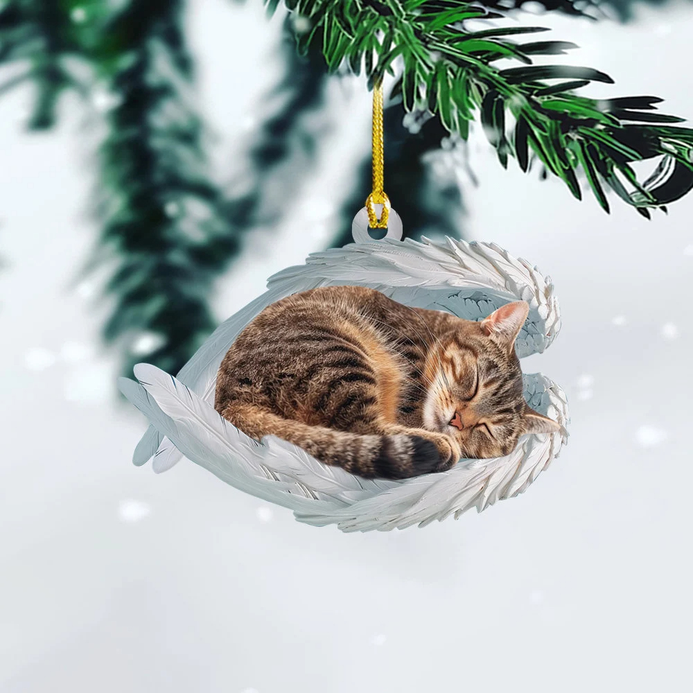 ✨Personalized Tuxedo Cat Sleeping Angel Ornament✨