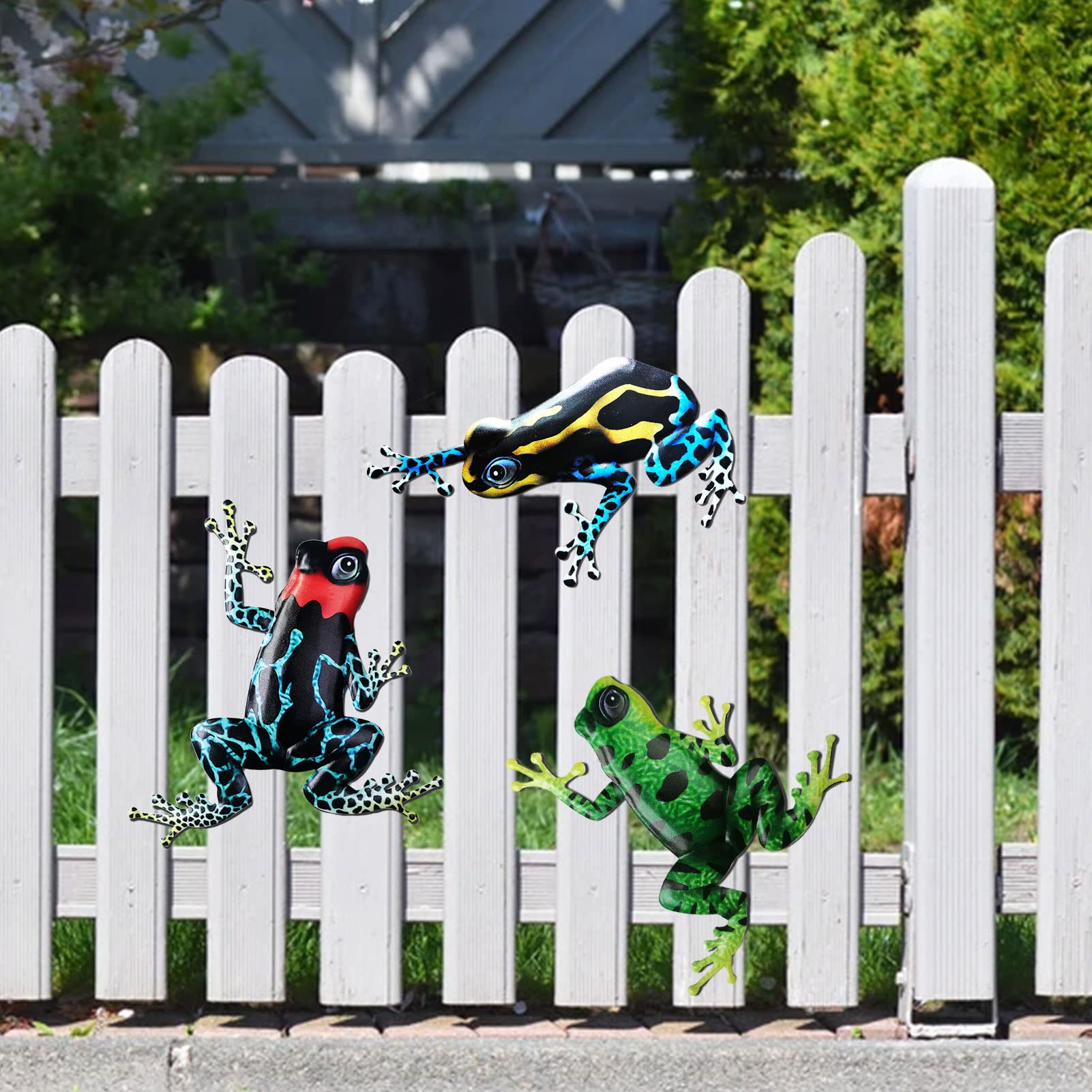 Iron Frog Art Sculpture Hanging Wall Decorations for Garden