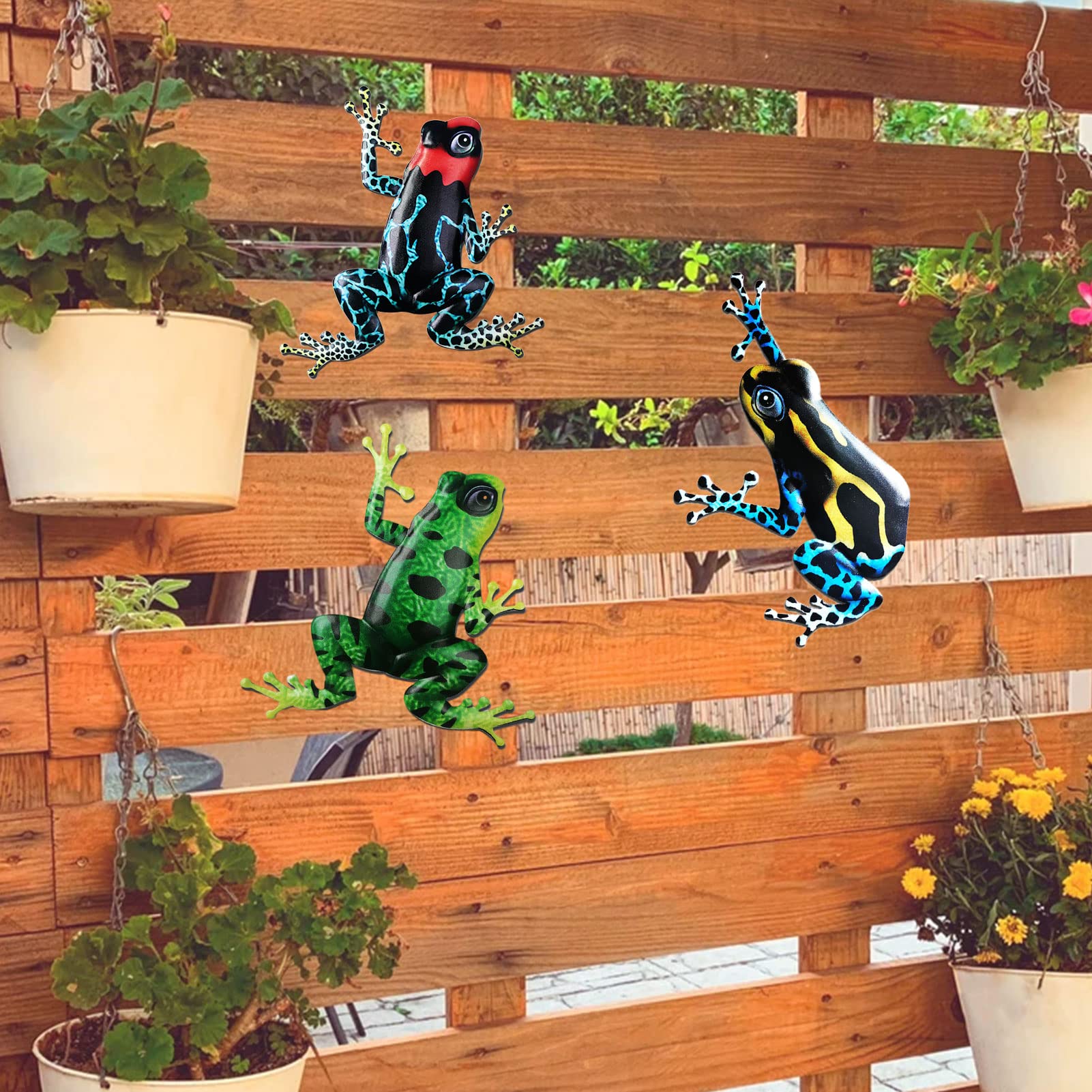 Iron Frog Art Sculpture Hanging Wall Decorations for Garden