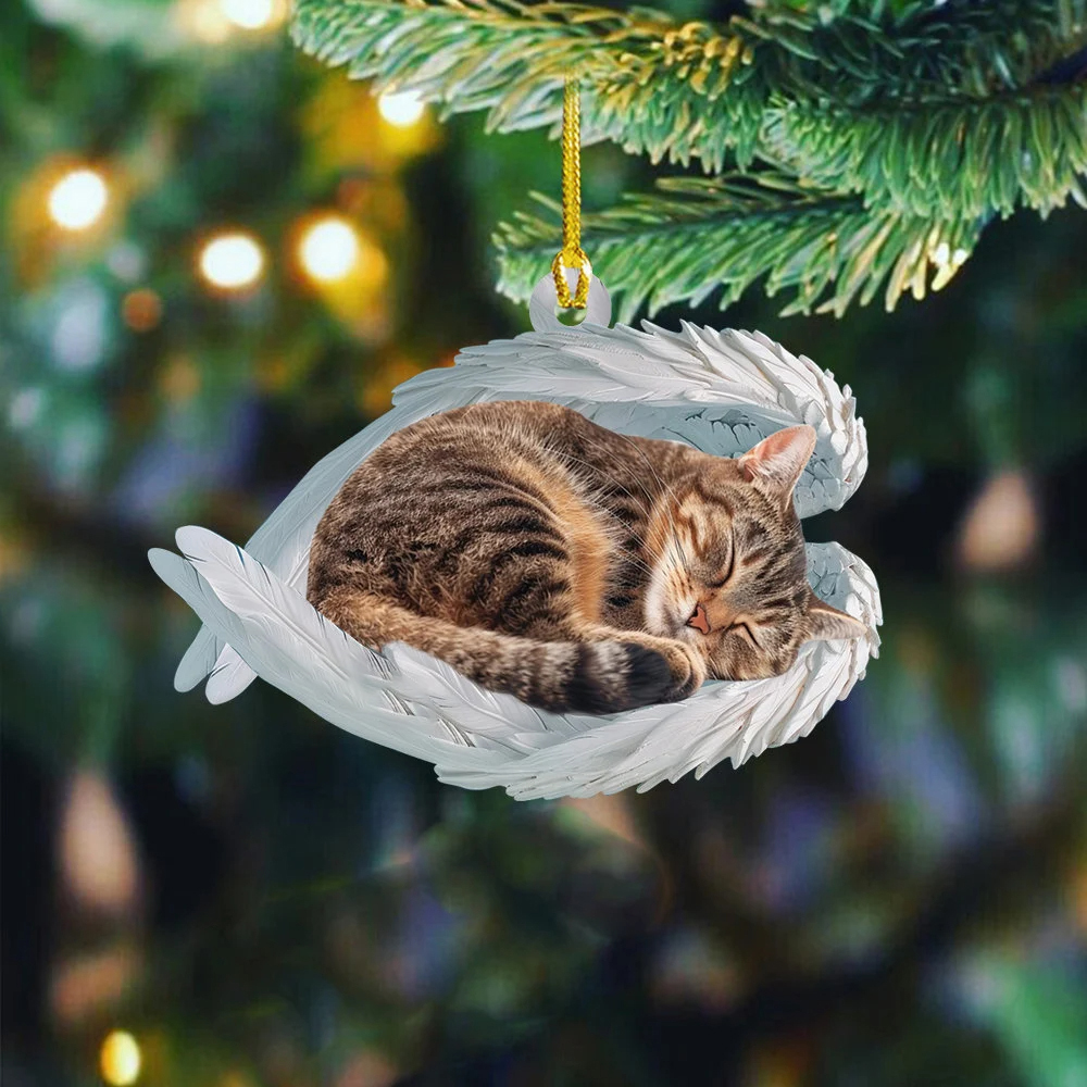 ✨Personalized Tuxedo Cat Sleeping Angel Ornament✨