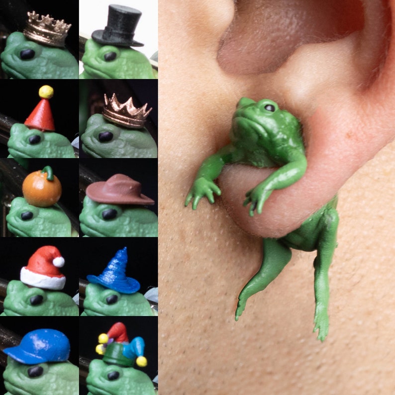 Funny Frog Toad Earrings Quirky Gift
