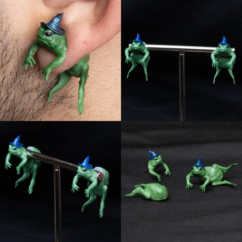 Funny Frog Toad Earrings Quirky Gift
