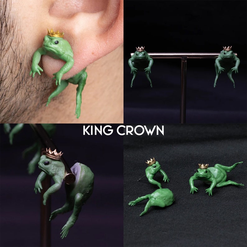 Funny Frog Toad Earrings Quirky Gift