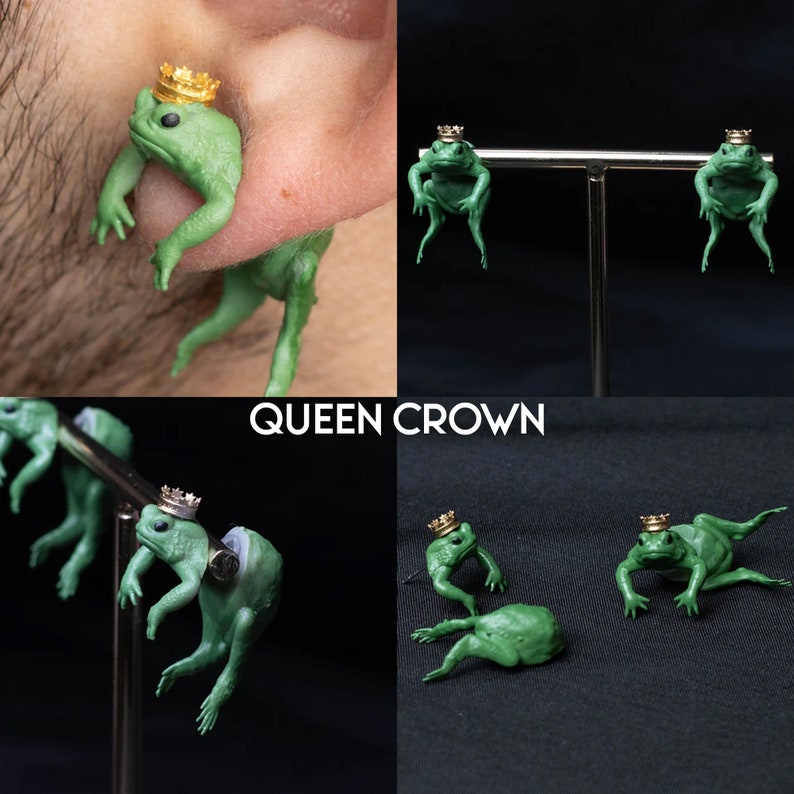 Funny Frog Toad Earrings Quirky Gift