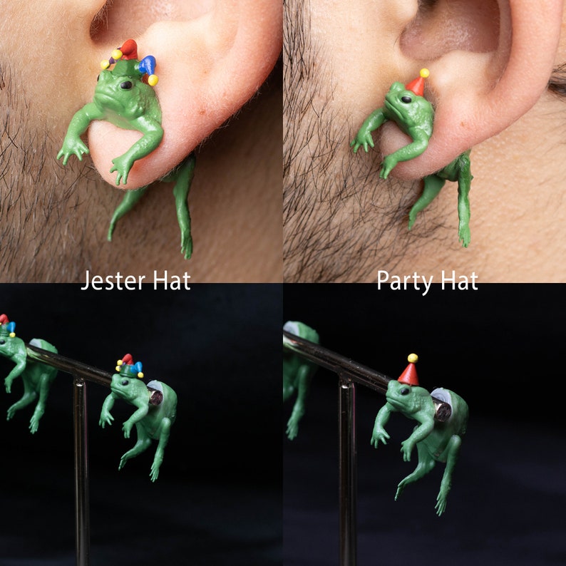 Funny Frog Toad Earrings Quirky Gift