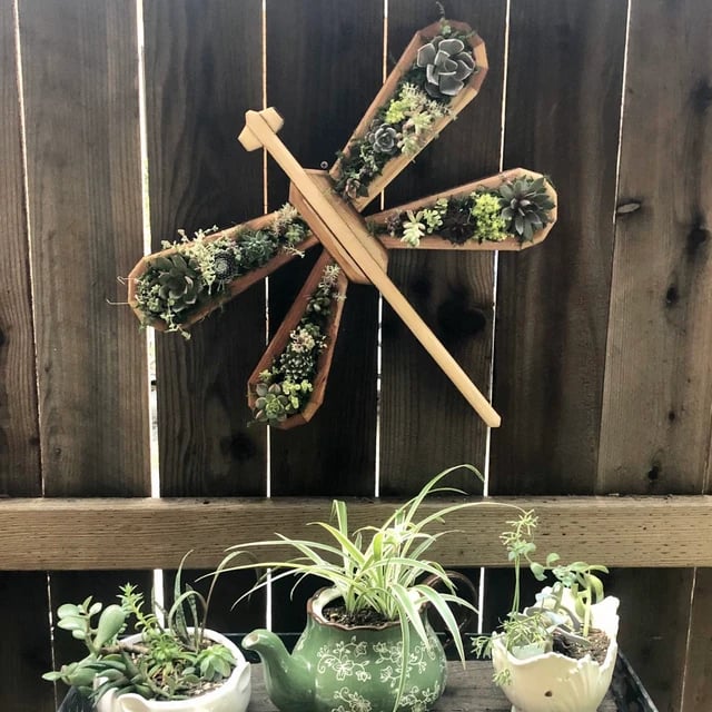 🦋Wooden Garden Arrangements-faux succulent wall planter