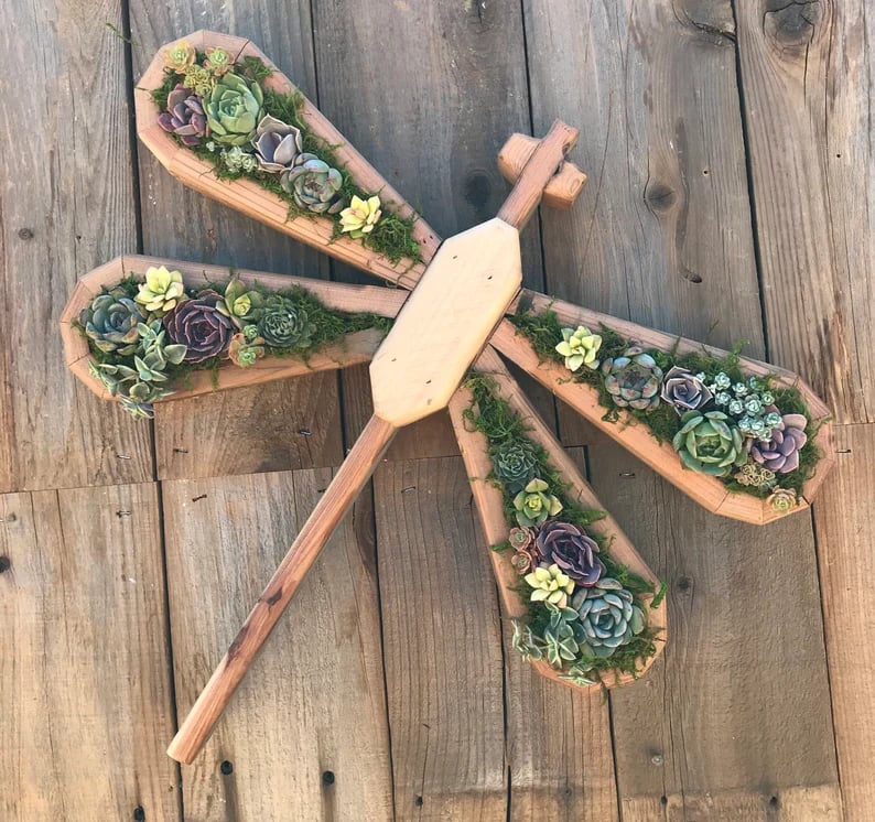 🦋Wooden Garden Arrangements-faux succulent wall planter