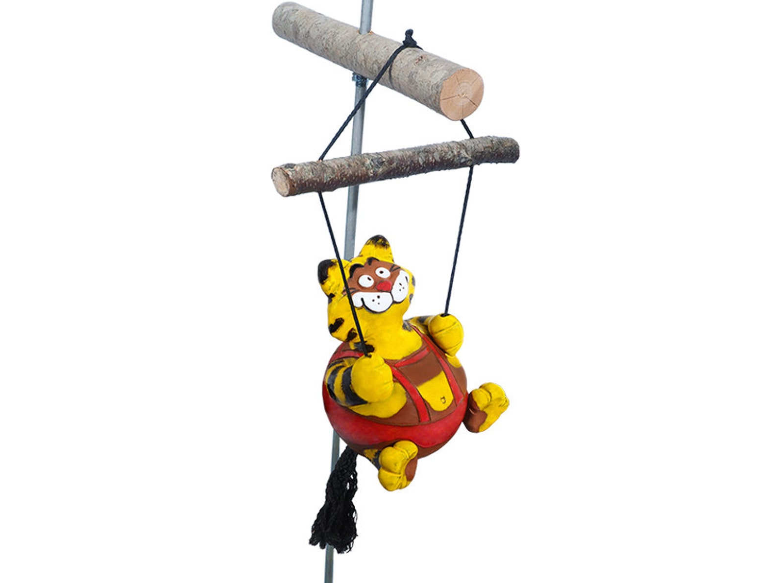 Ceramic Garden Decoration ，Art Yellow Cat Swing