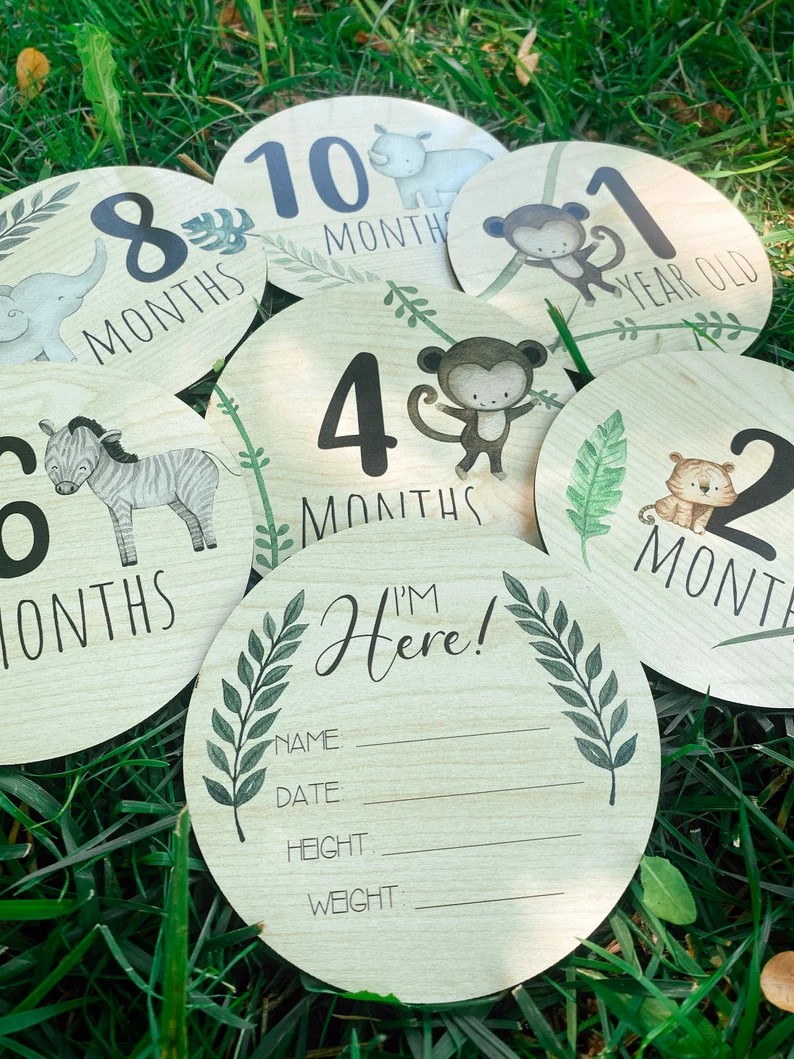 Hello World Monthly Milestone Cards-Newborn Baby Gift