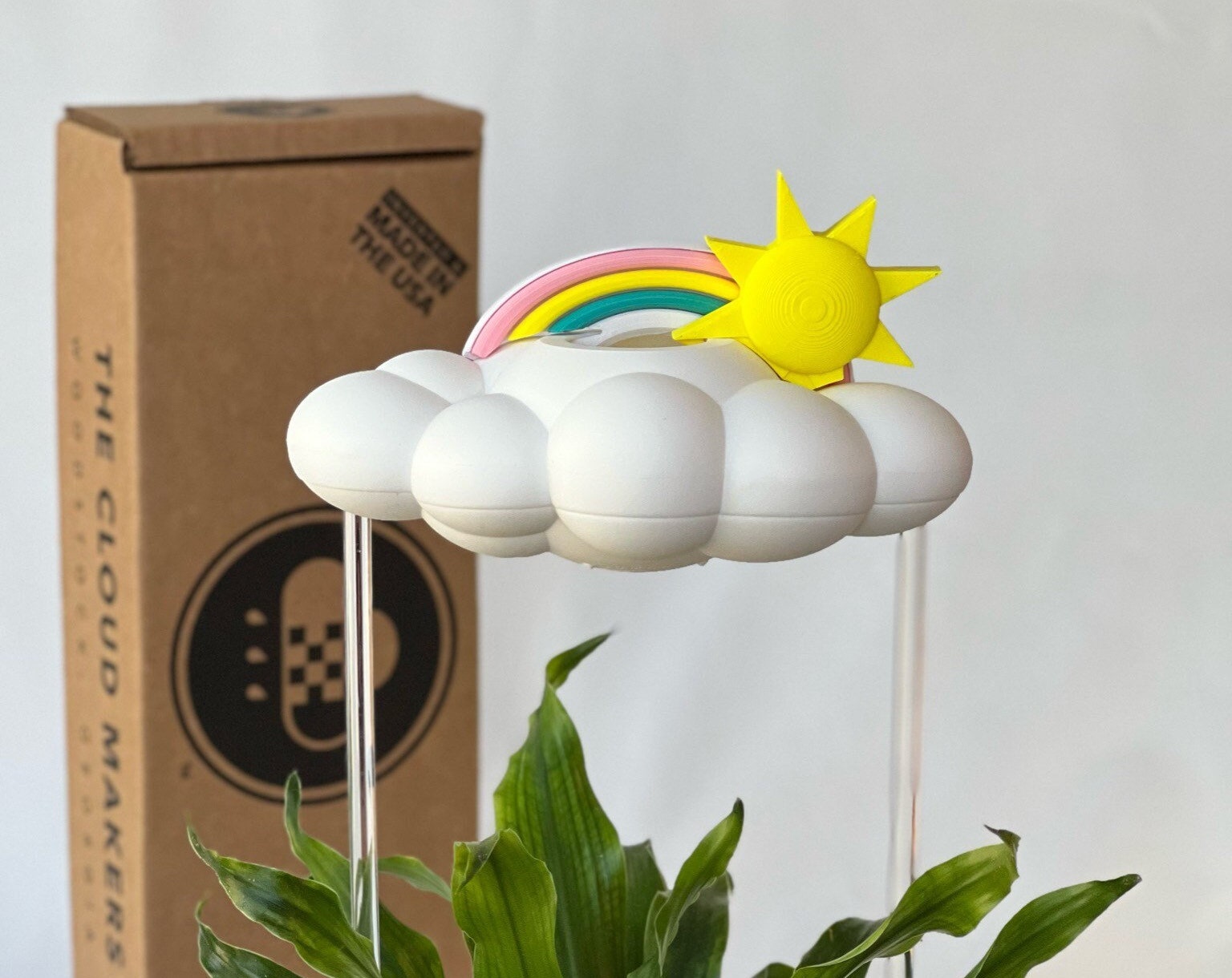 Original Dripping Rain Cloud for Plants with Sun and Pastel Rainbow Charms