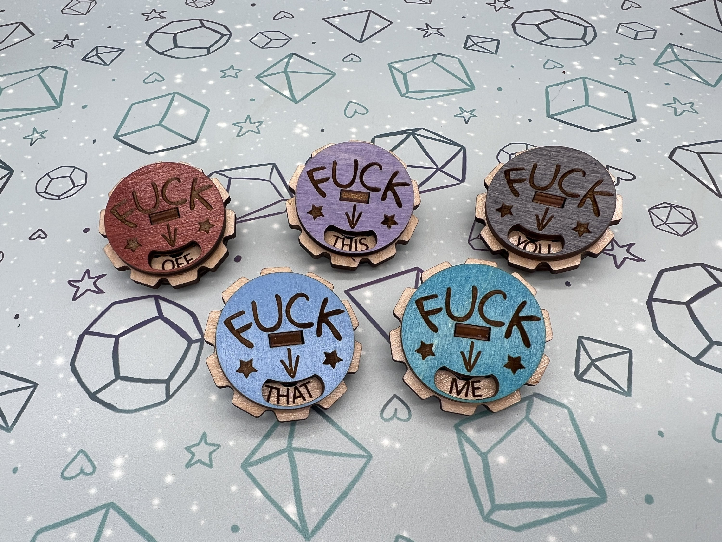 F*ck Everything Wooden Dial Pin