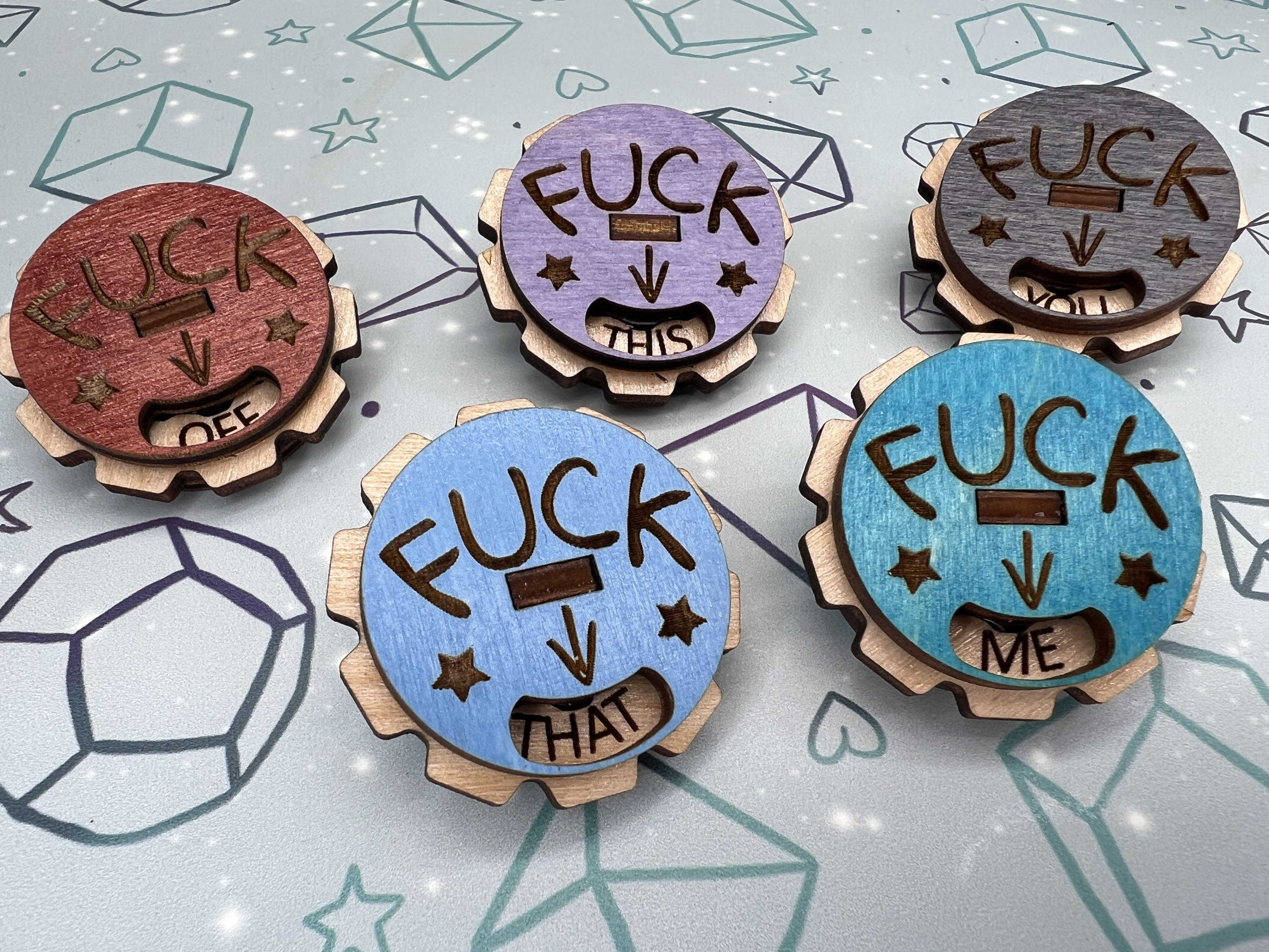 F*ck Everything Wooden Dial Pin