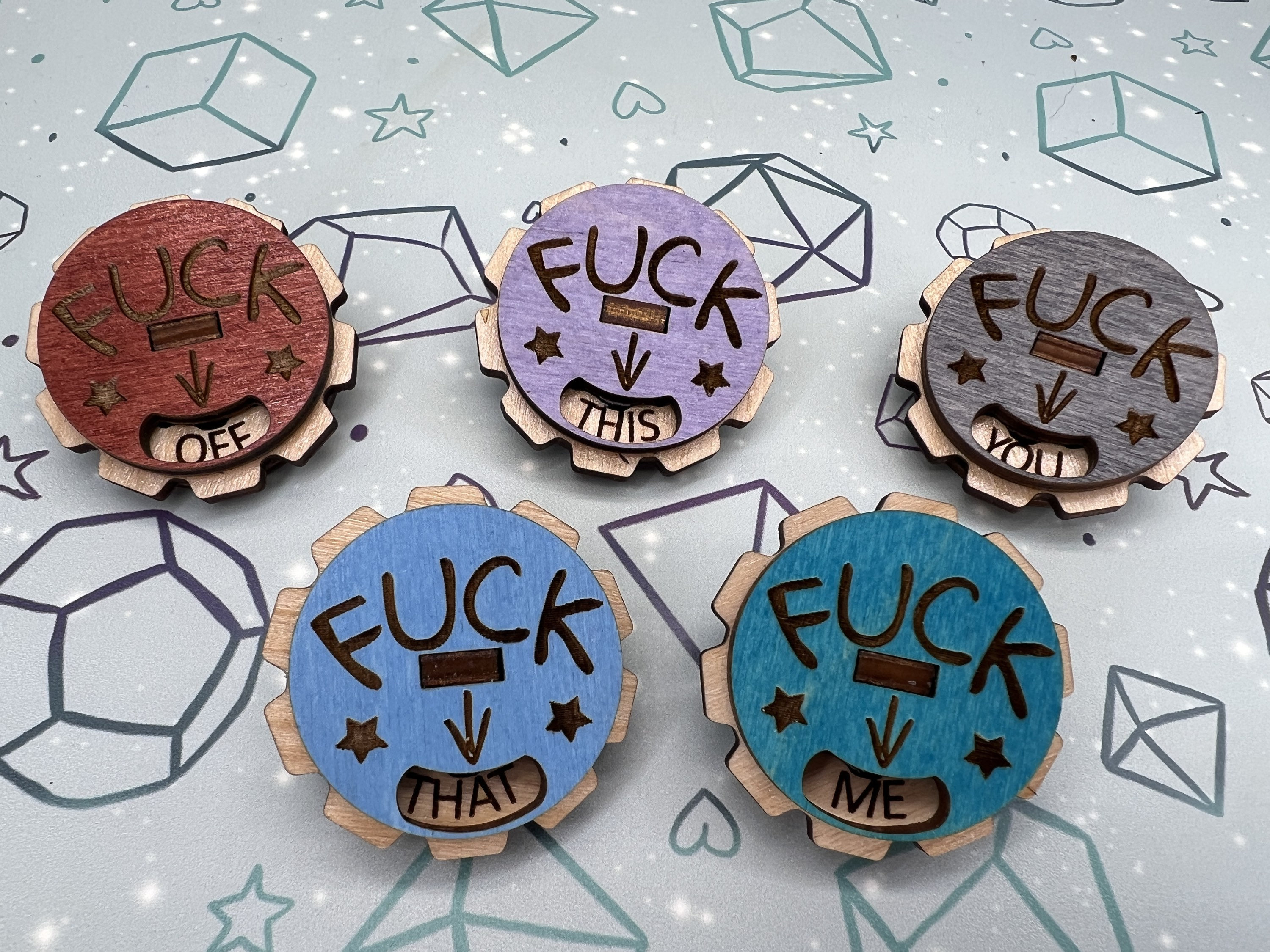 F*ck Everything Wooden Dial Pin