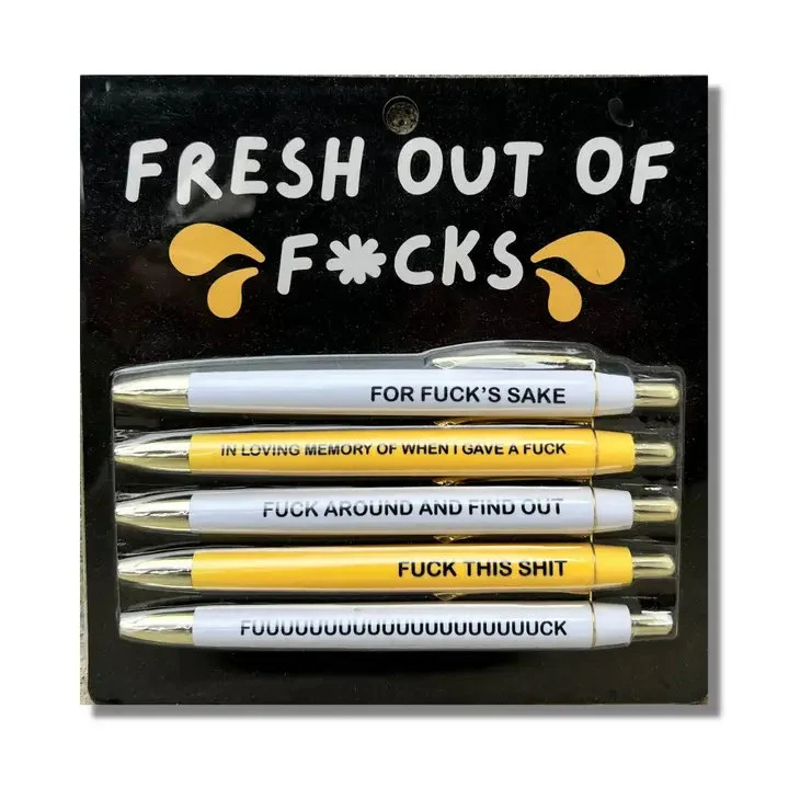 Fresh Out of Fucks Pen Set - Funny Sweary Stationery