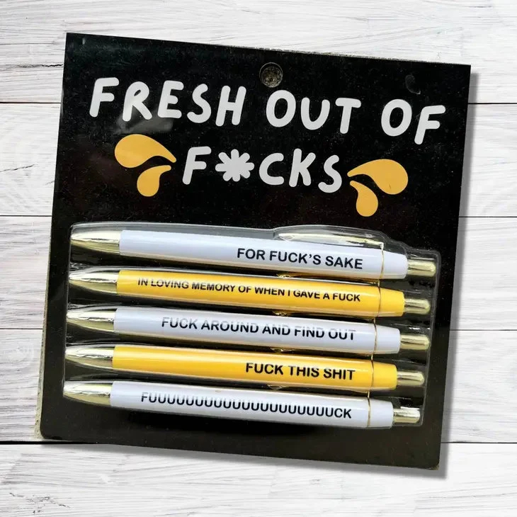 Fresh Out of Fucks Pen Set - Funny Sweary Stationery