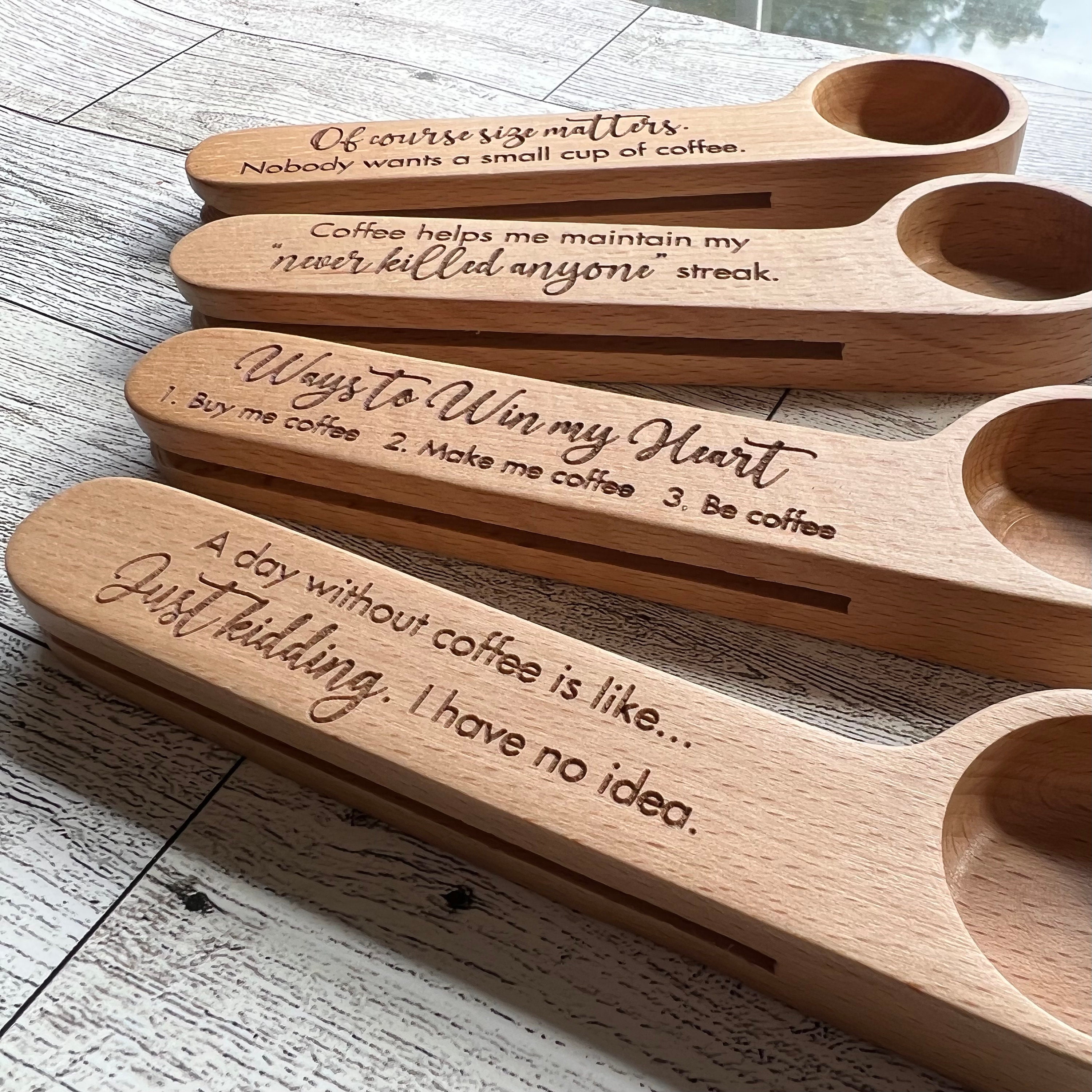 ☕Engraved Coffee Scoop and Bag Clip | Unique Gift for Coffee Lovers🎁