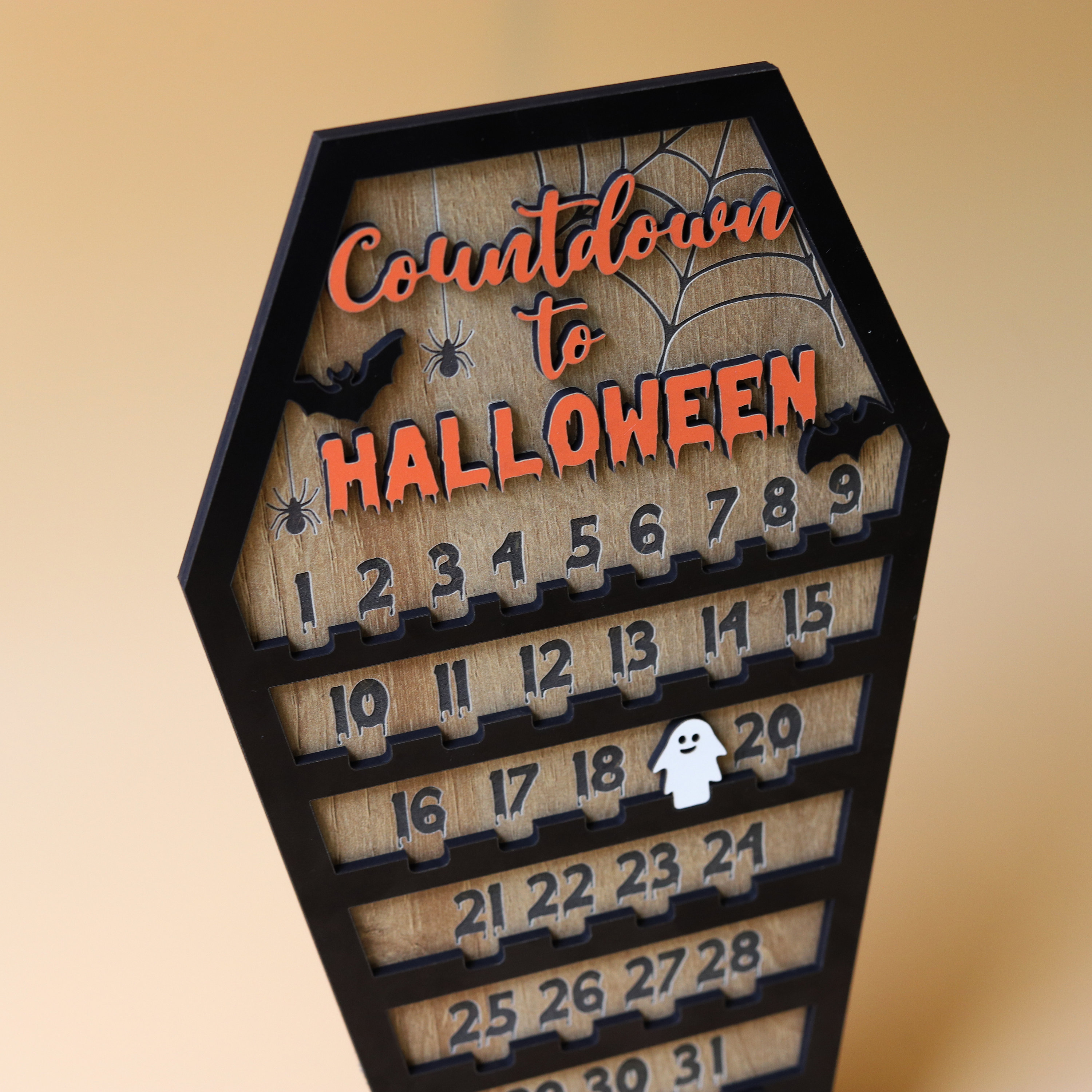 Countdown to Halloween calendar with moveable ghost