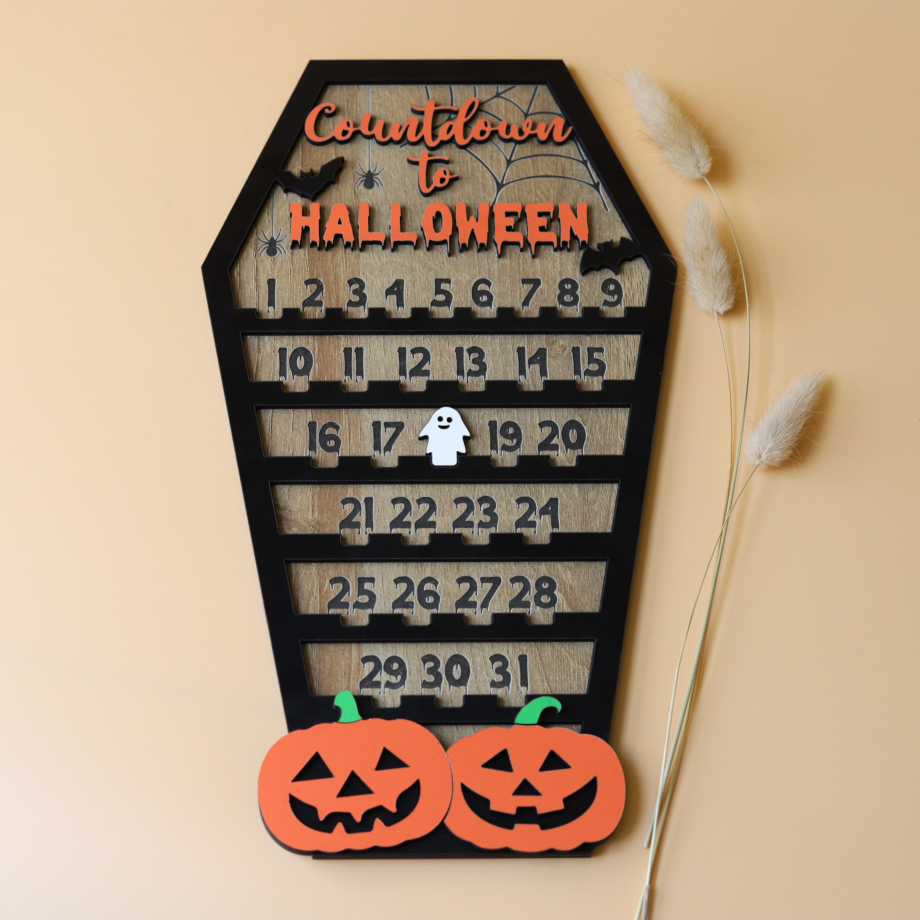 Countdown to Halloween calendar with moveable ghost