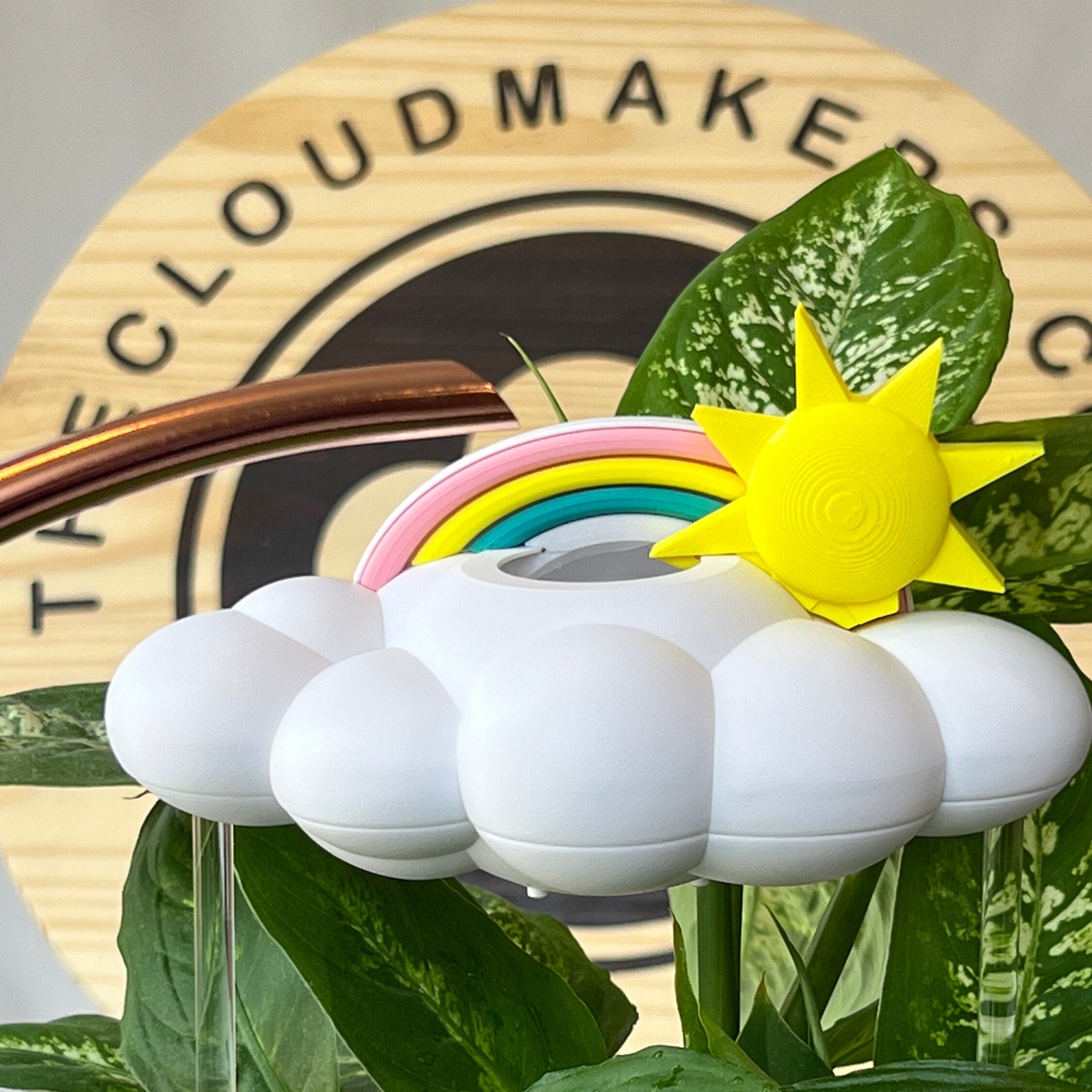 Original Dripping Rain Cloud for Plants with Sun and Pastel Rainbow Charms