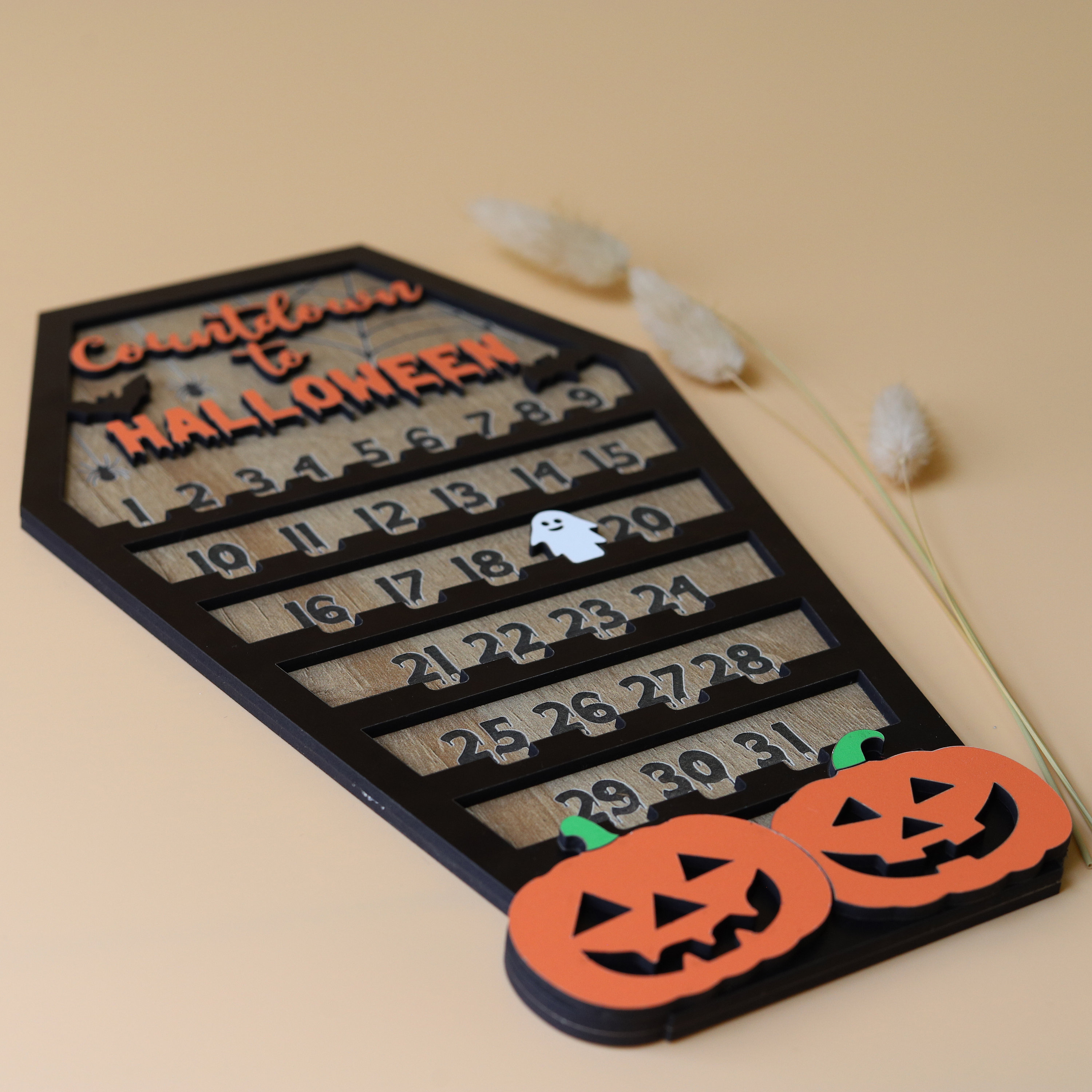 Countdown to Halloween calendar with moveable ghost