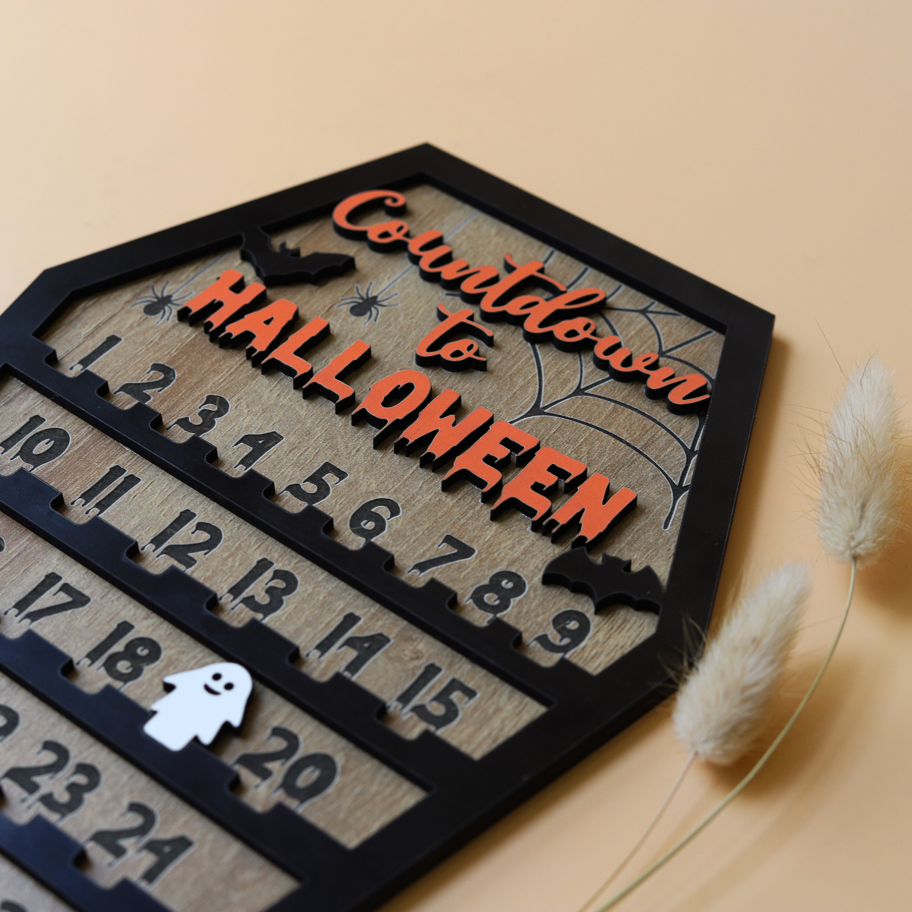 Countdown to Halloween calendar with moveable ghost