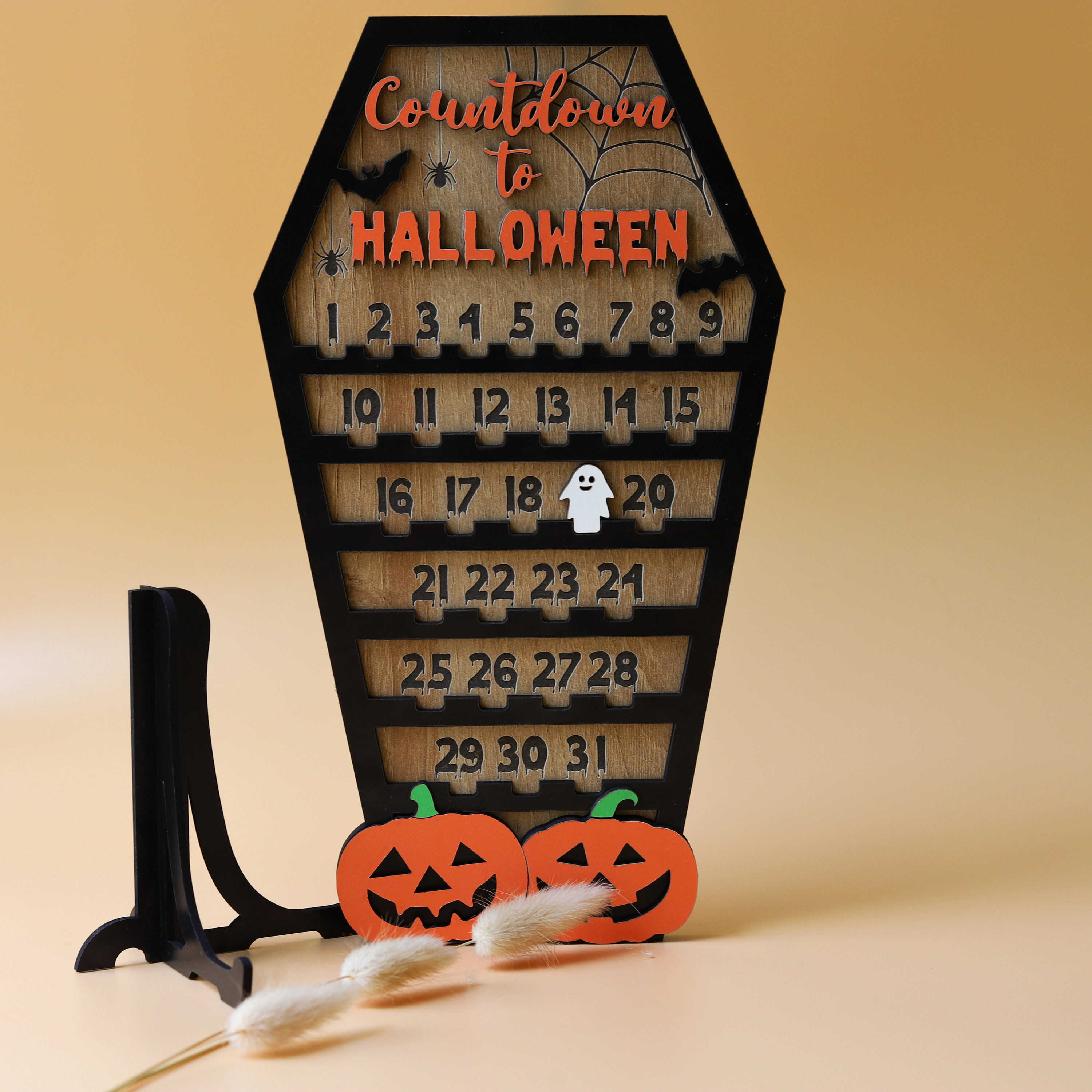 Countdown to Halloween calendar with moveable ghost