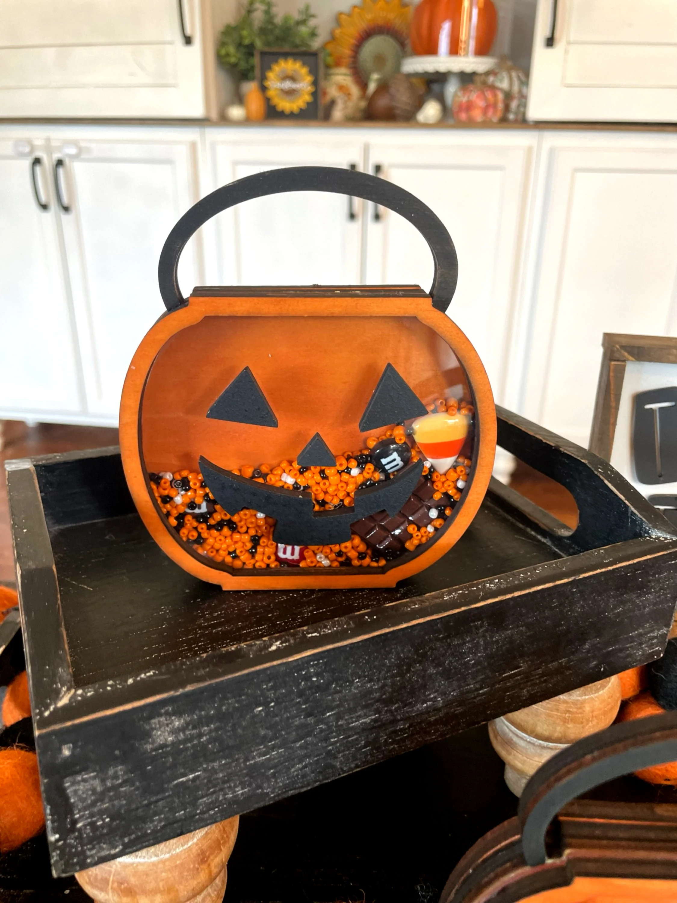Halloween Wooden Pumpkin Candy Shaker