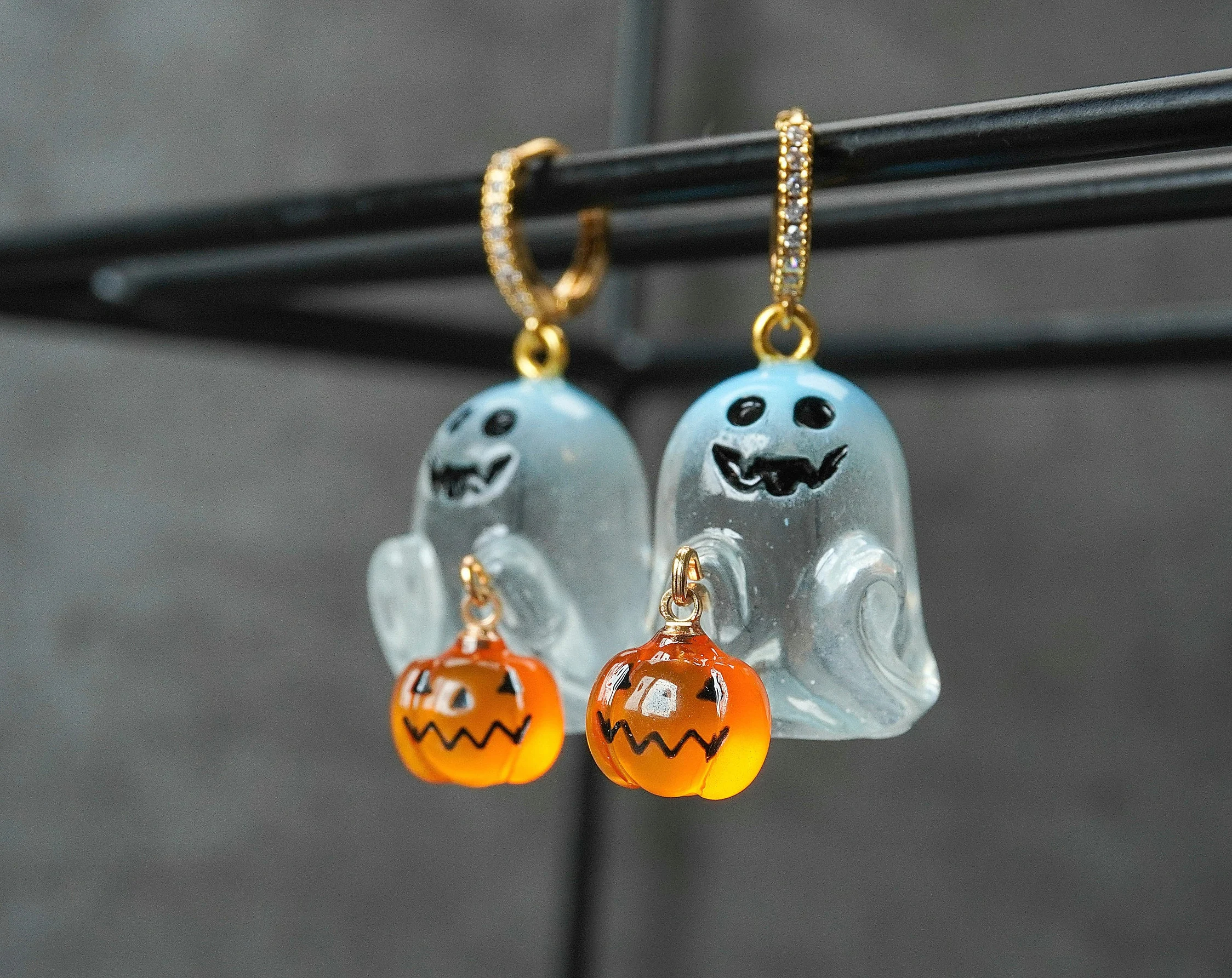 Halloween Ghost Pumpkin Earrings（2 PCS）