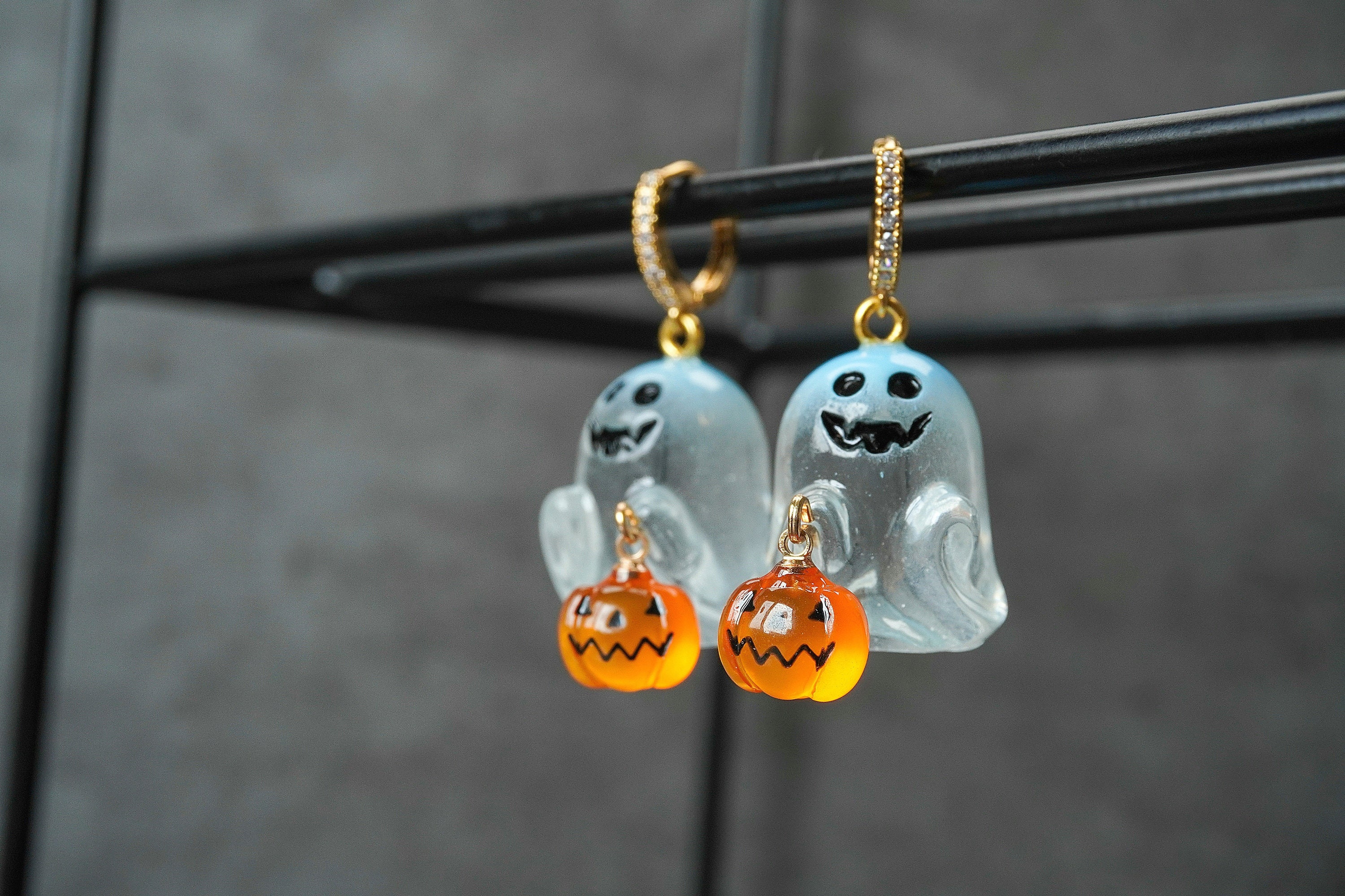 Halloween Ghost Pumpkin Earrings（2 PCS）