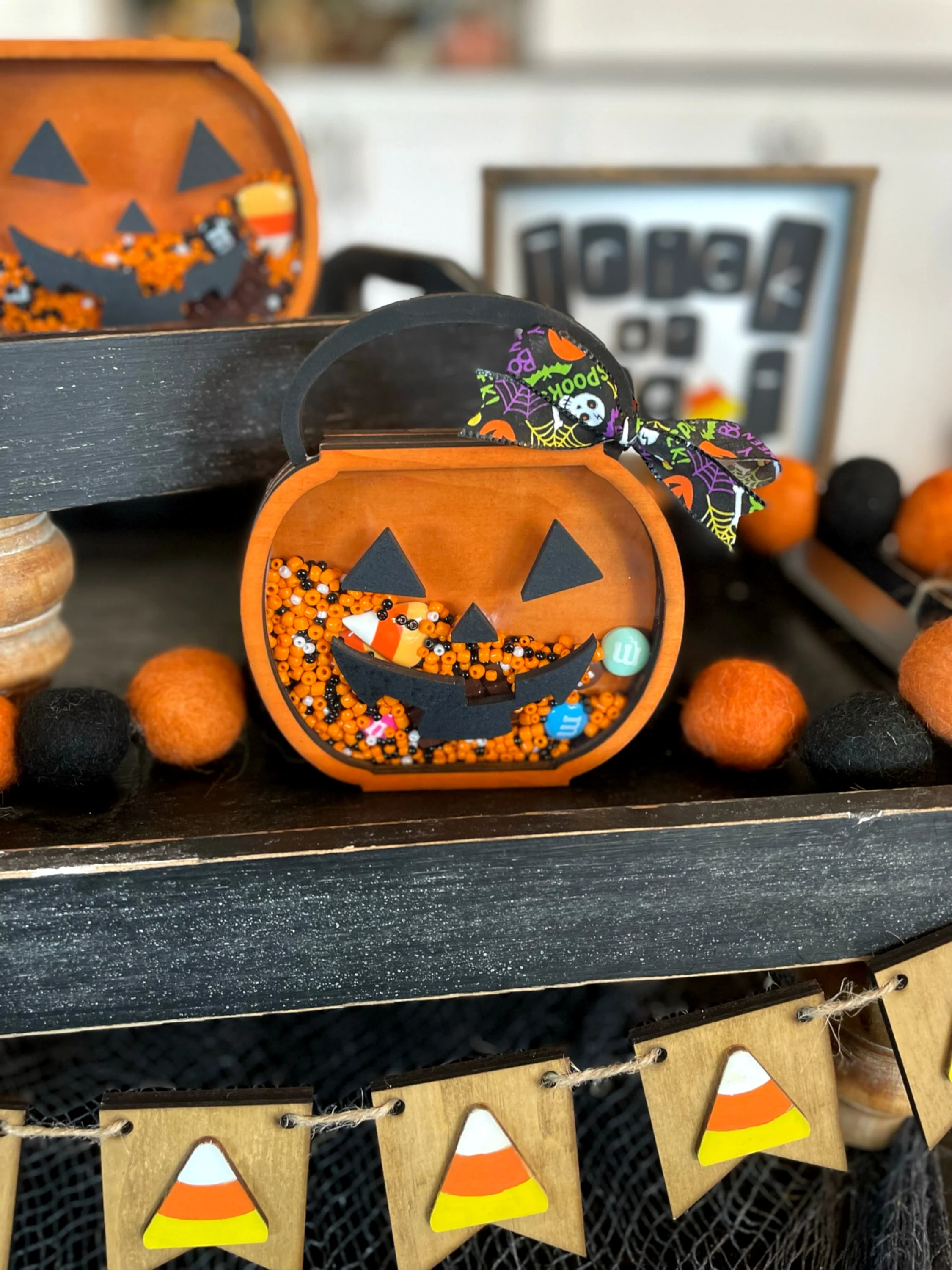 Halloween Wooden Pumpkin Candy Shaker