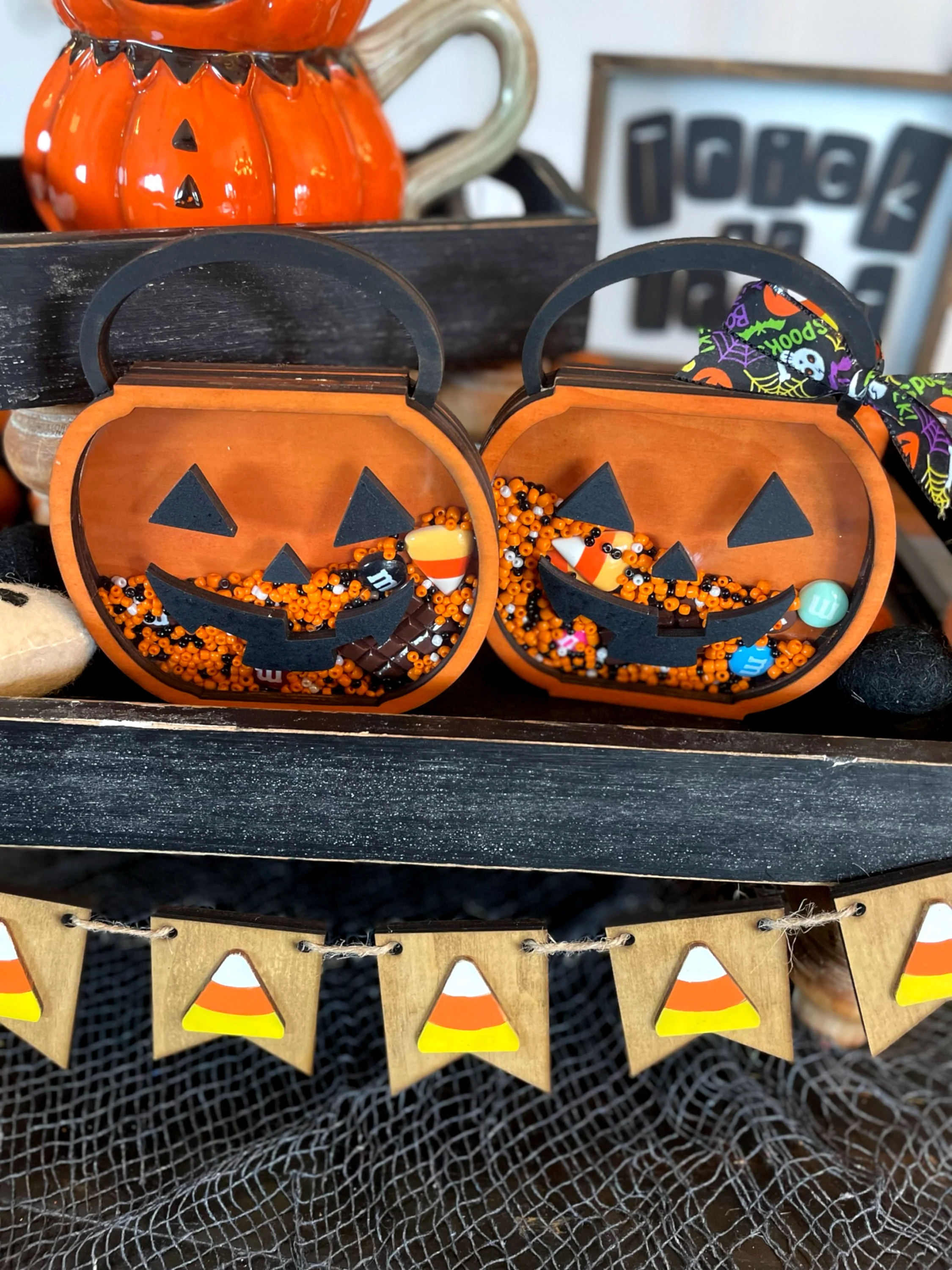 Halloween Wooden Pumpkin Candy Shaker