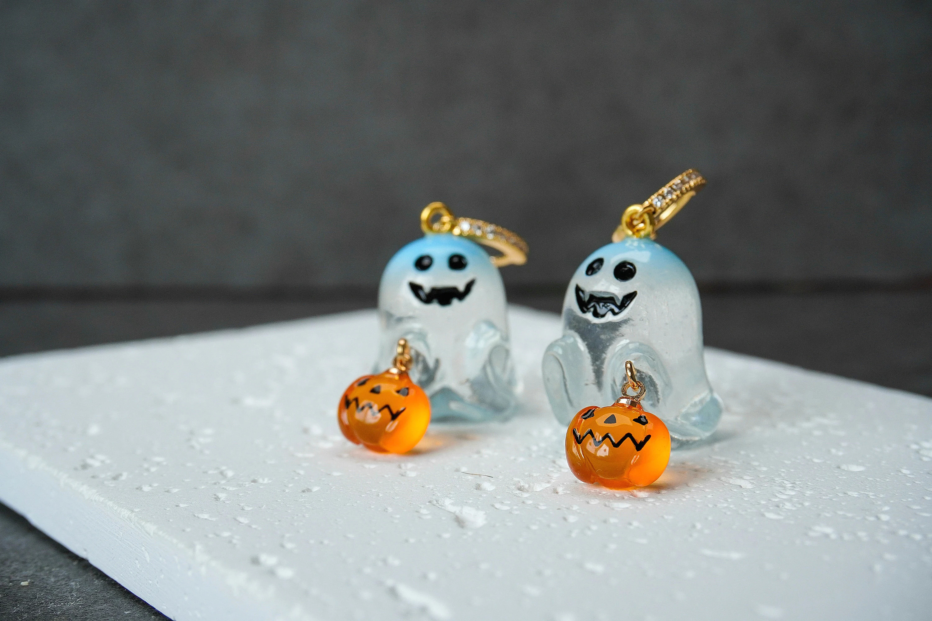 Halloween Ghost Pumpkin Earrings（2 PCS）