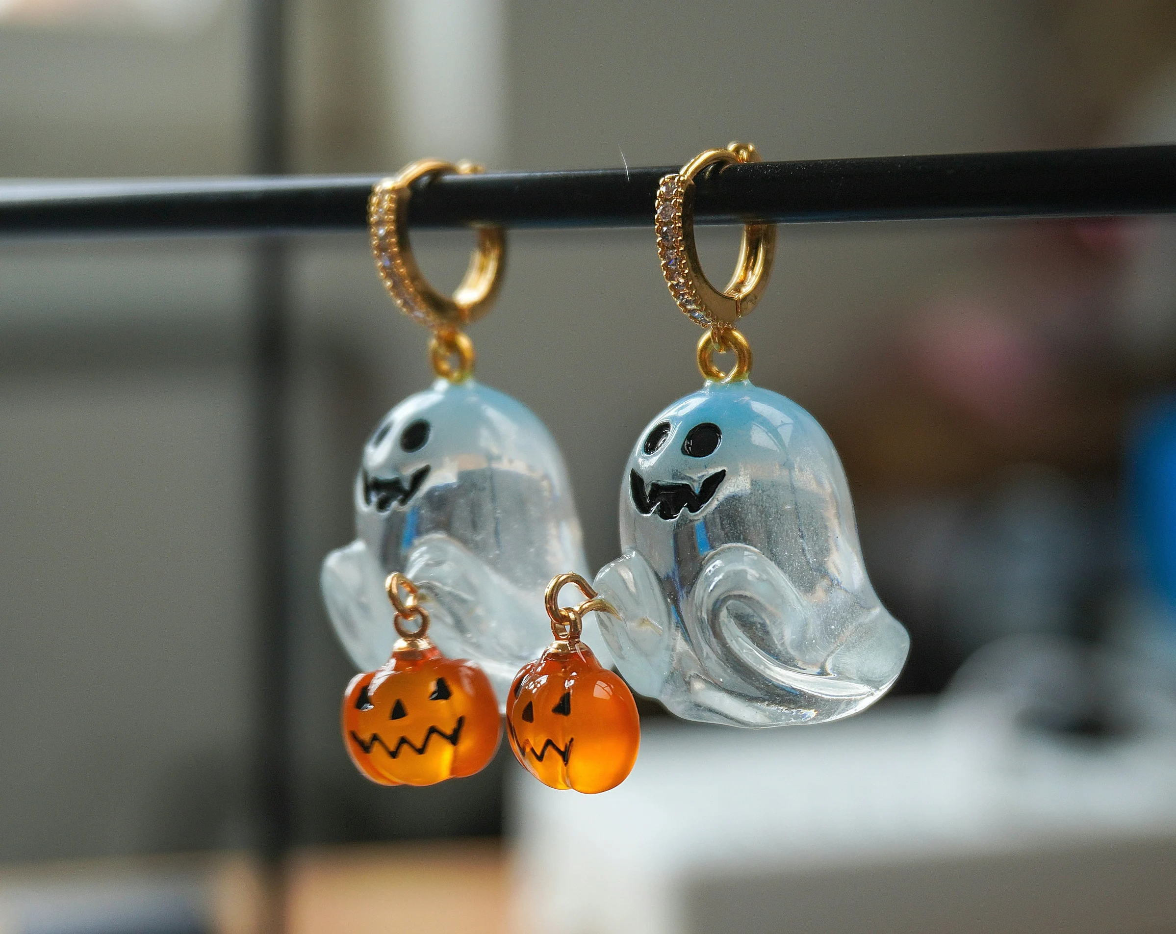 Halloween Ghost Pumpkin Earrings（2 PCS）