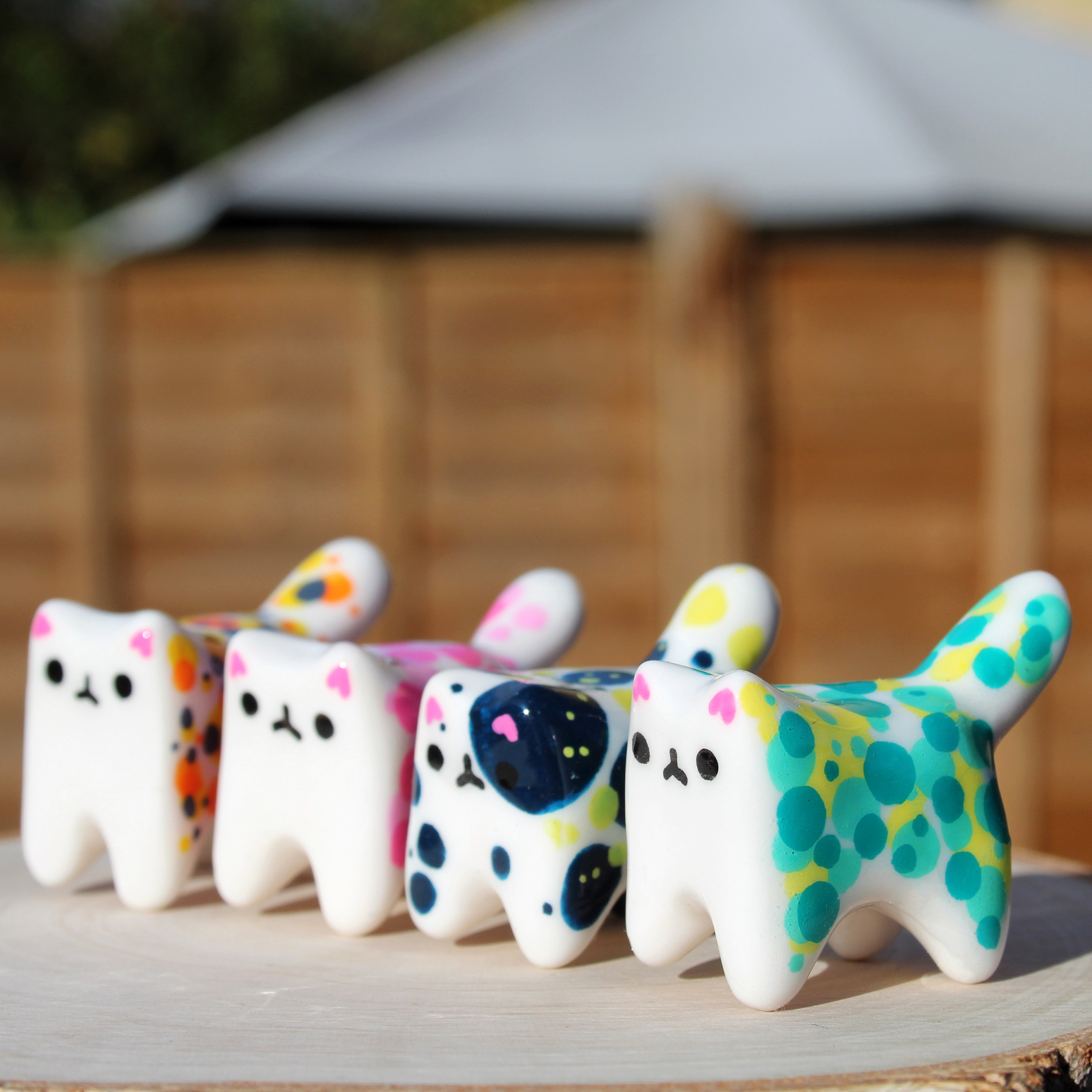 Handmade Painted Cute Quirky Clay Kitty Cat Figurine