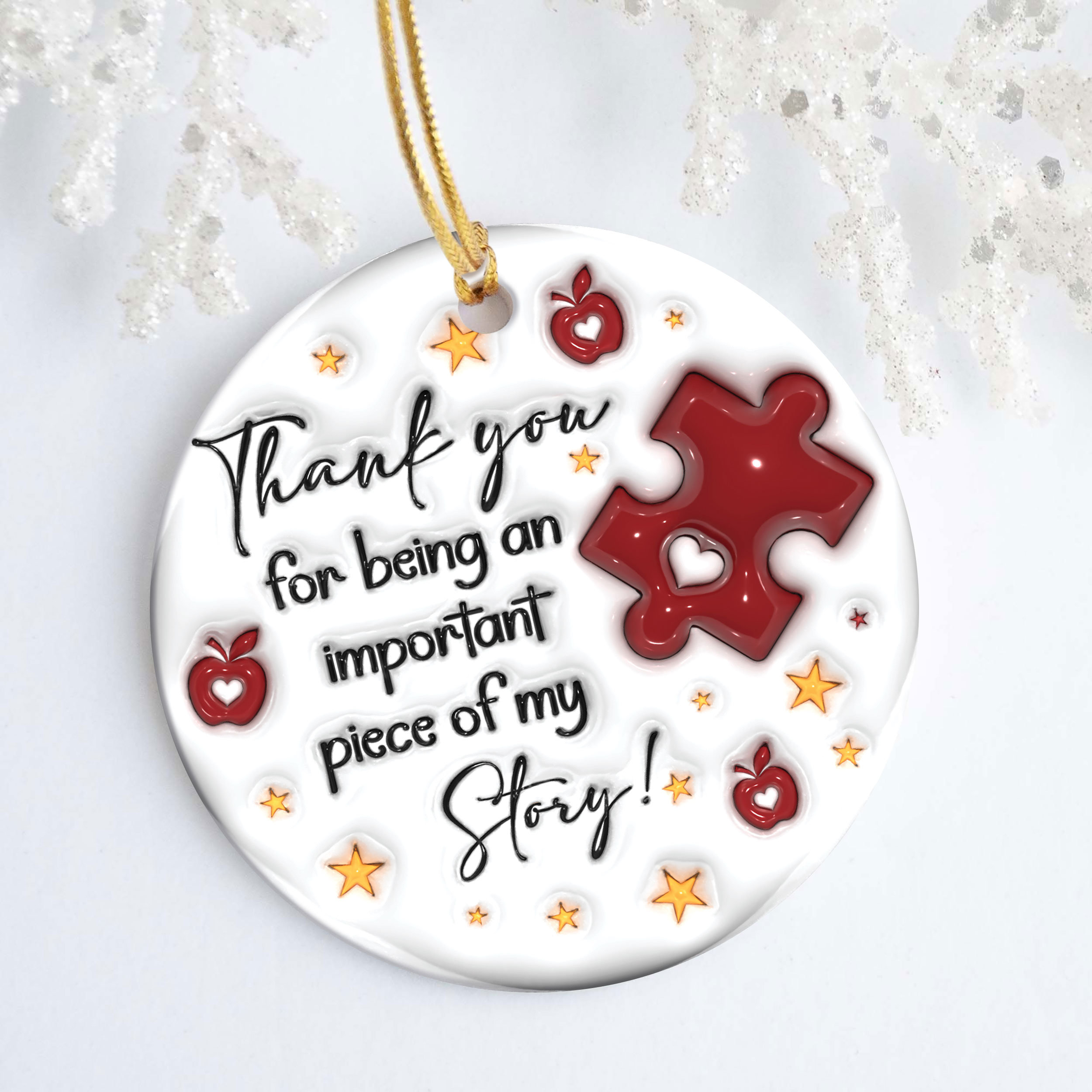 3D Teacher Christmas Puffy Ornament 