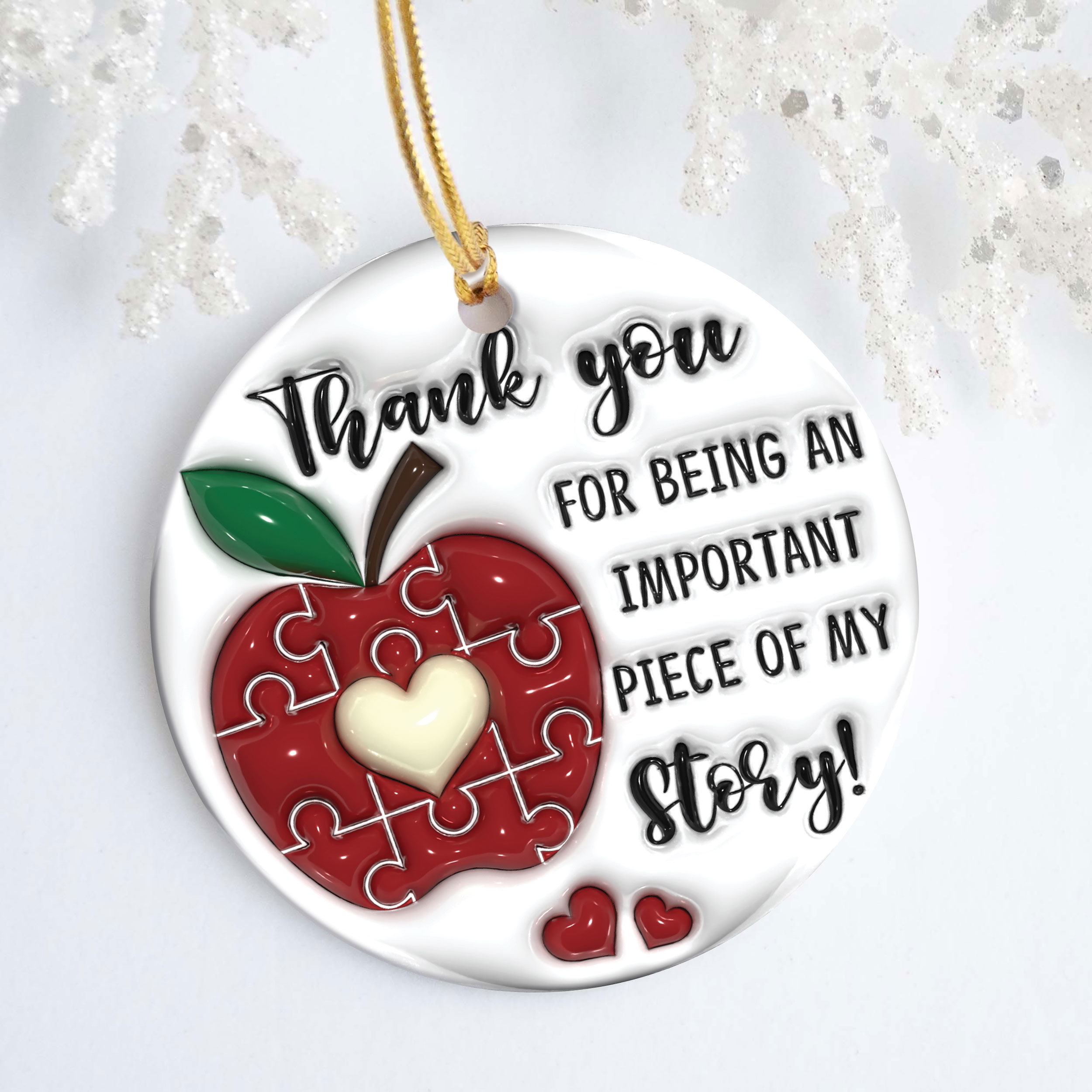 3D Teacher Christmas Puffy Ornament 