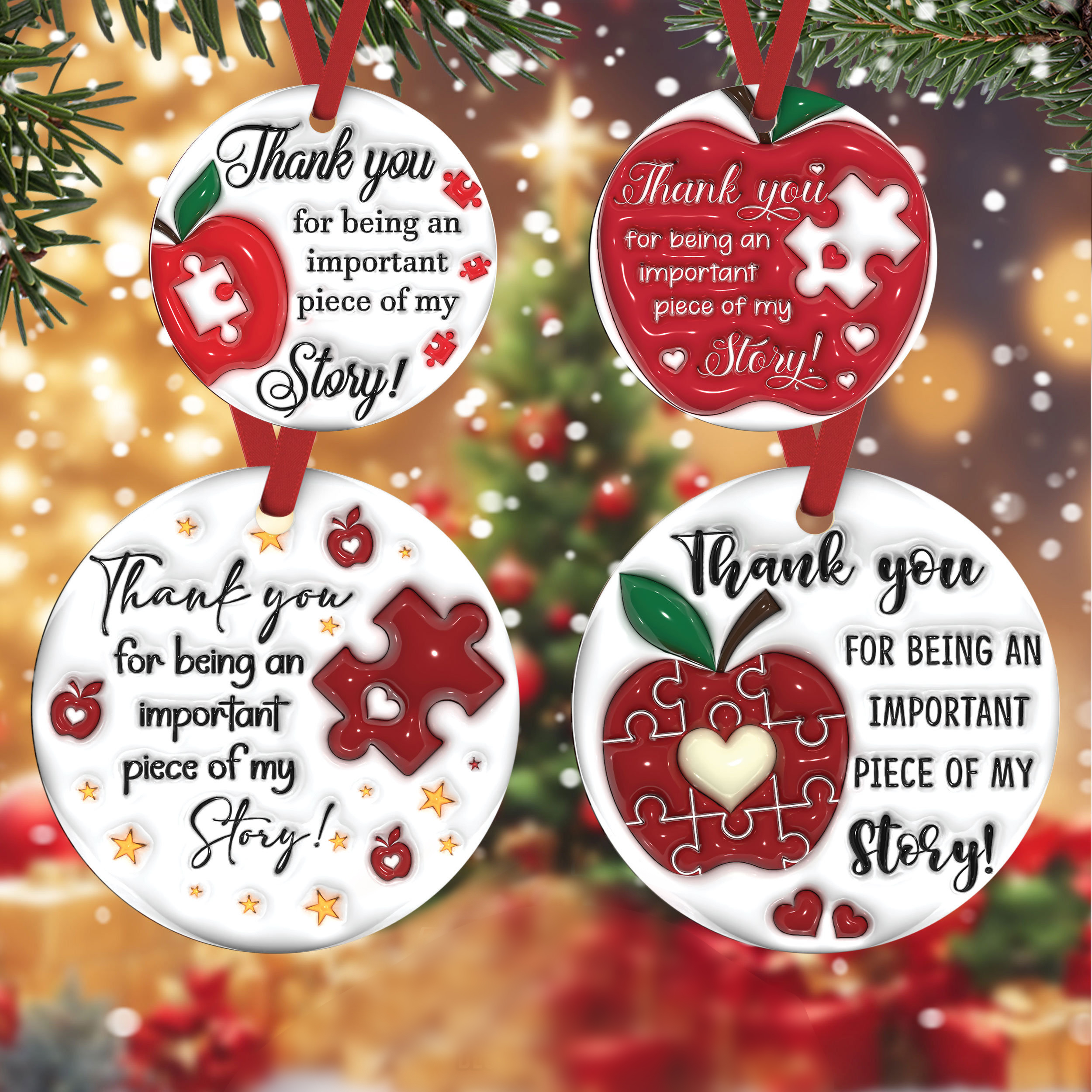 3D Teacher Christmas Puffy Ornament 