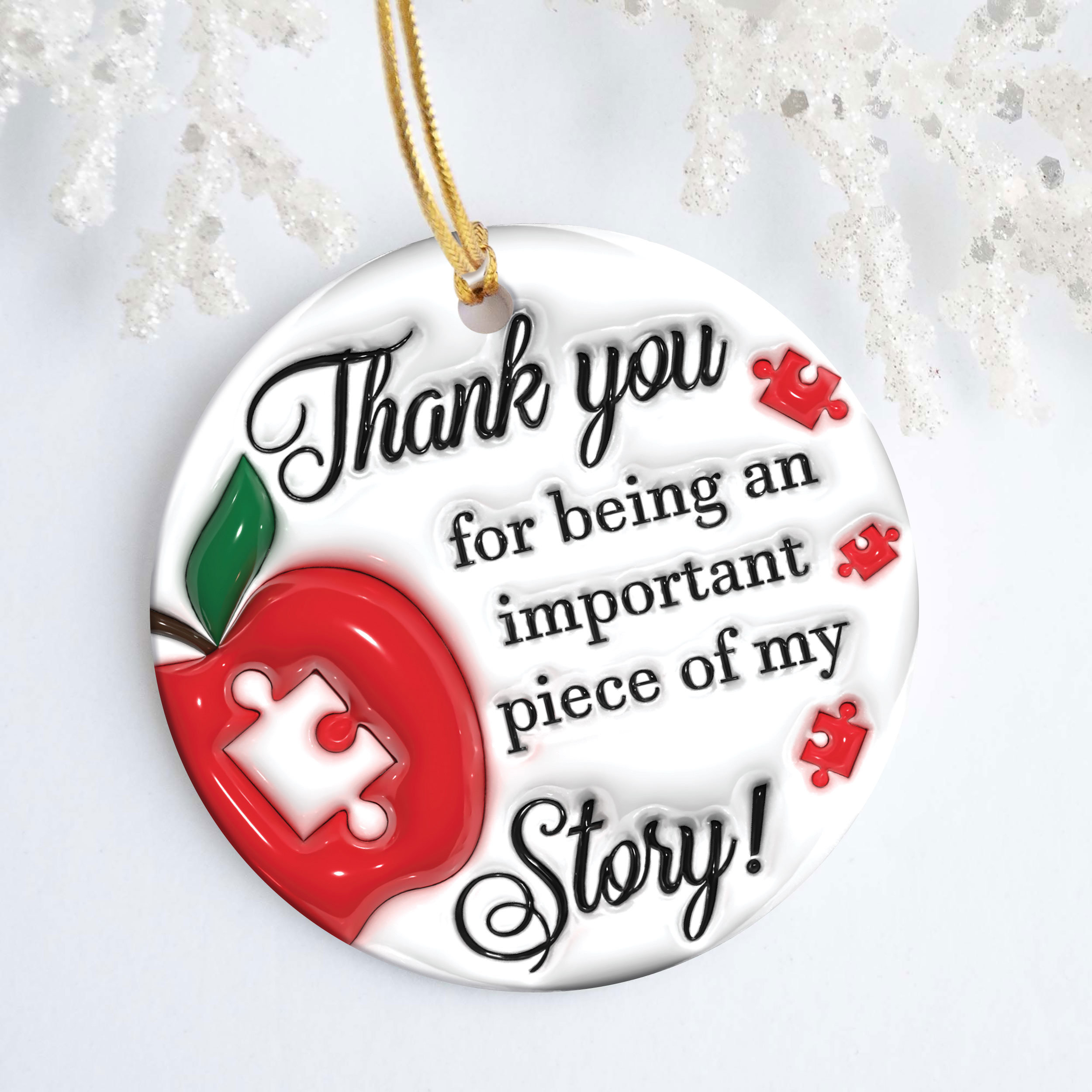 3D Teacher Christmas Puffy Ornament 