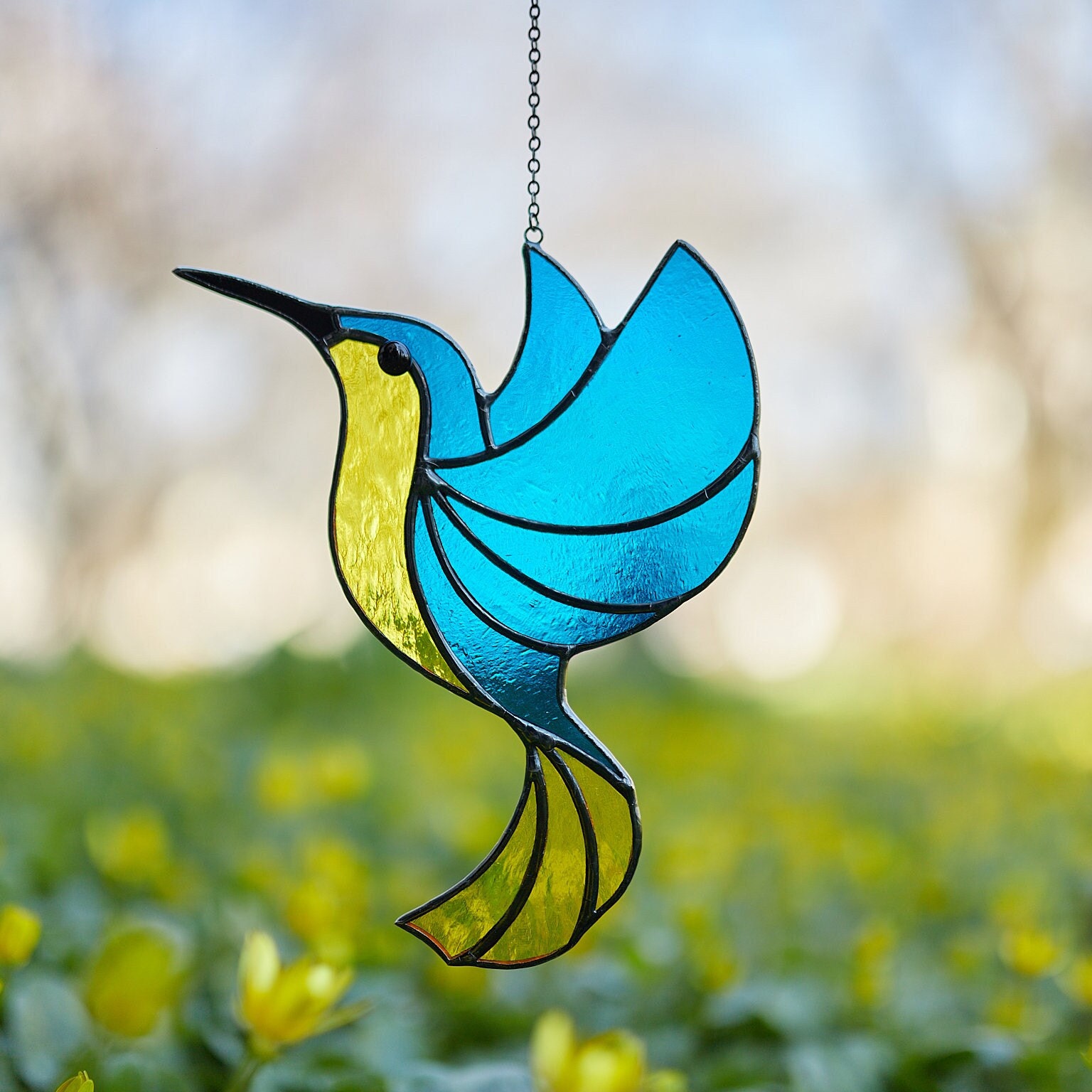 Stained glass Hummingbird suncatcher 