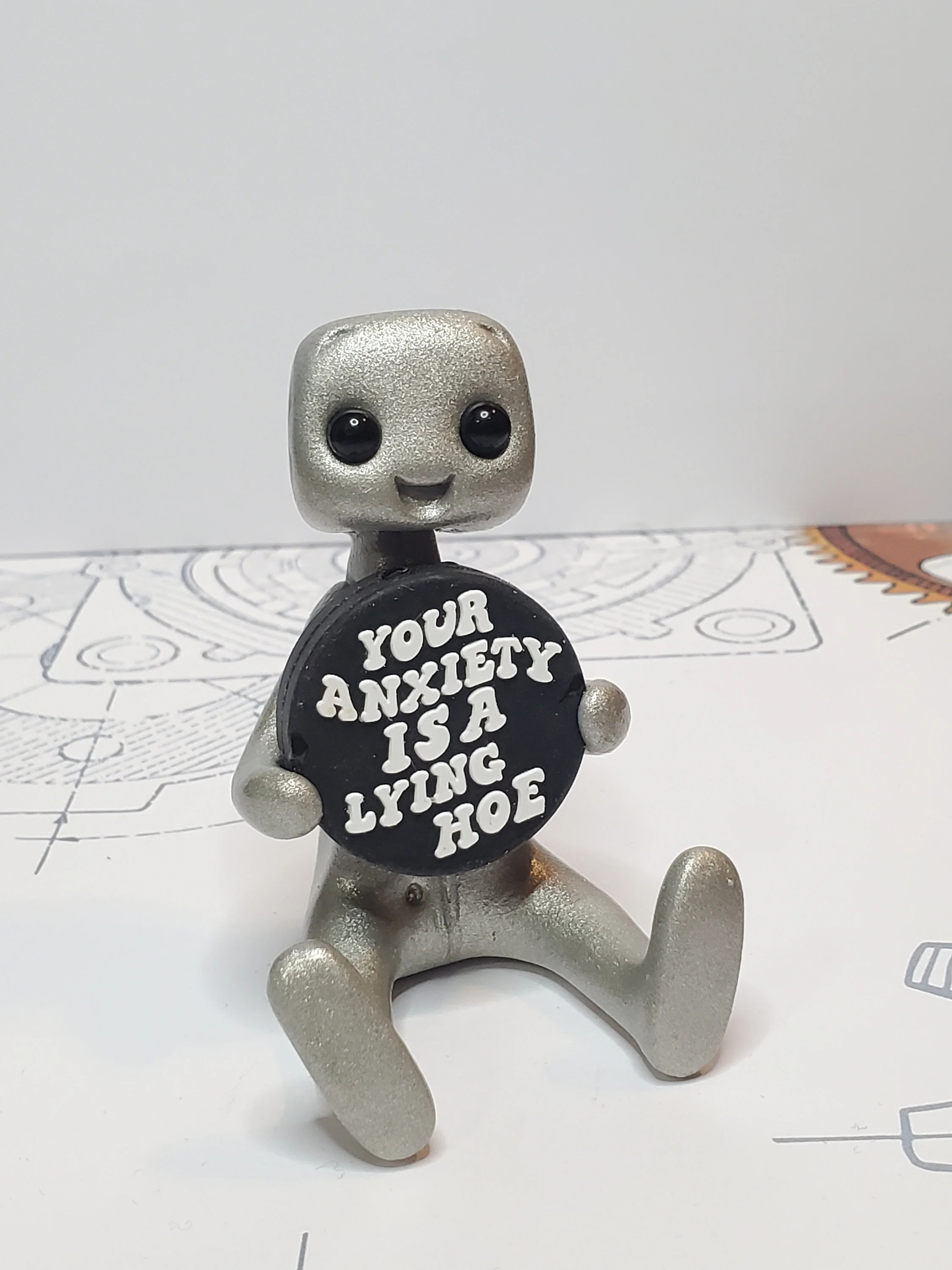 Your Anxiety Is A Lying H*e Robot Figurine Resin Art Toy