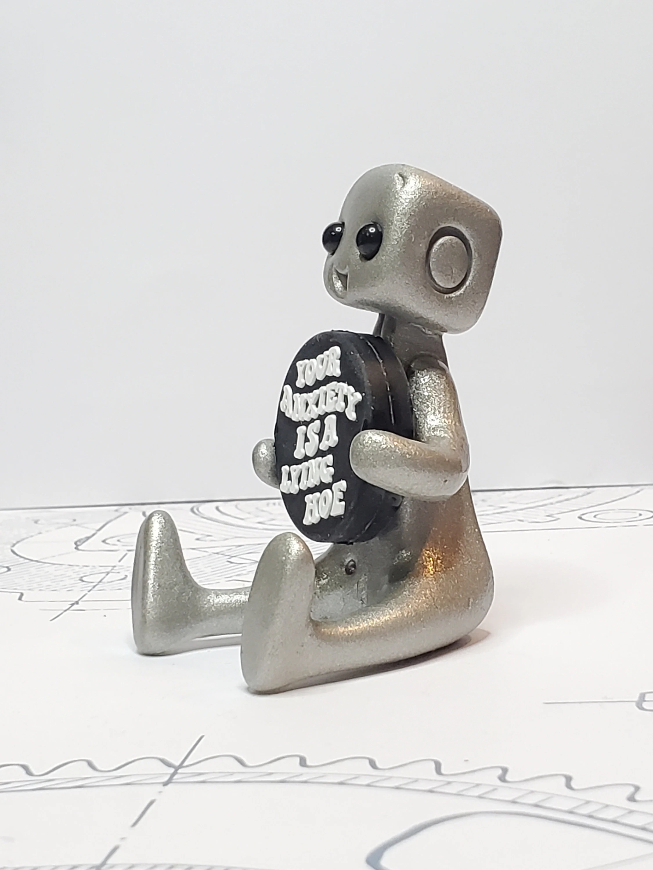 Your Anxiety Is A Lying H*e Robot Figurine Resin Art Toy