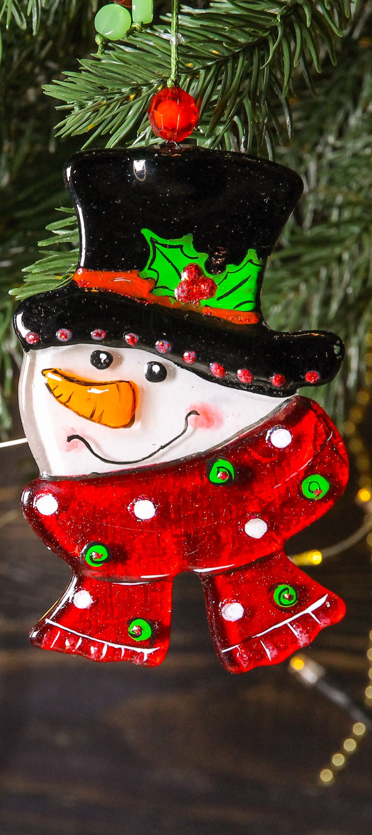 ✨Set of 2 Snowman Fused Glass Christmas Ornaments✨