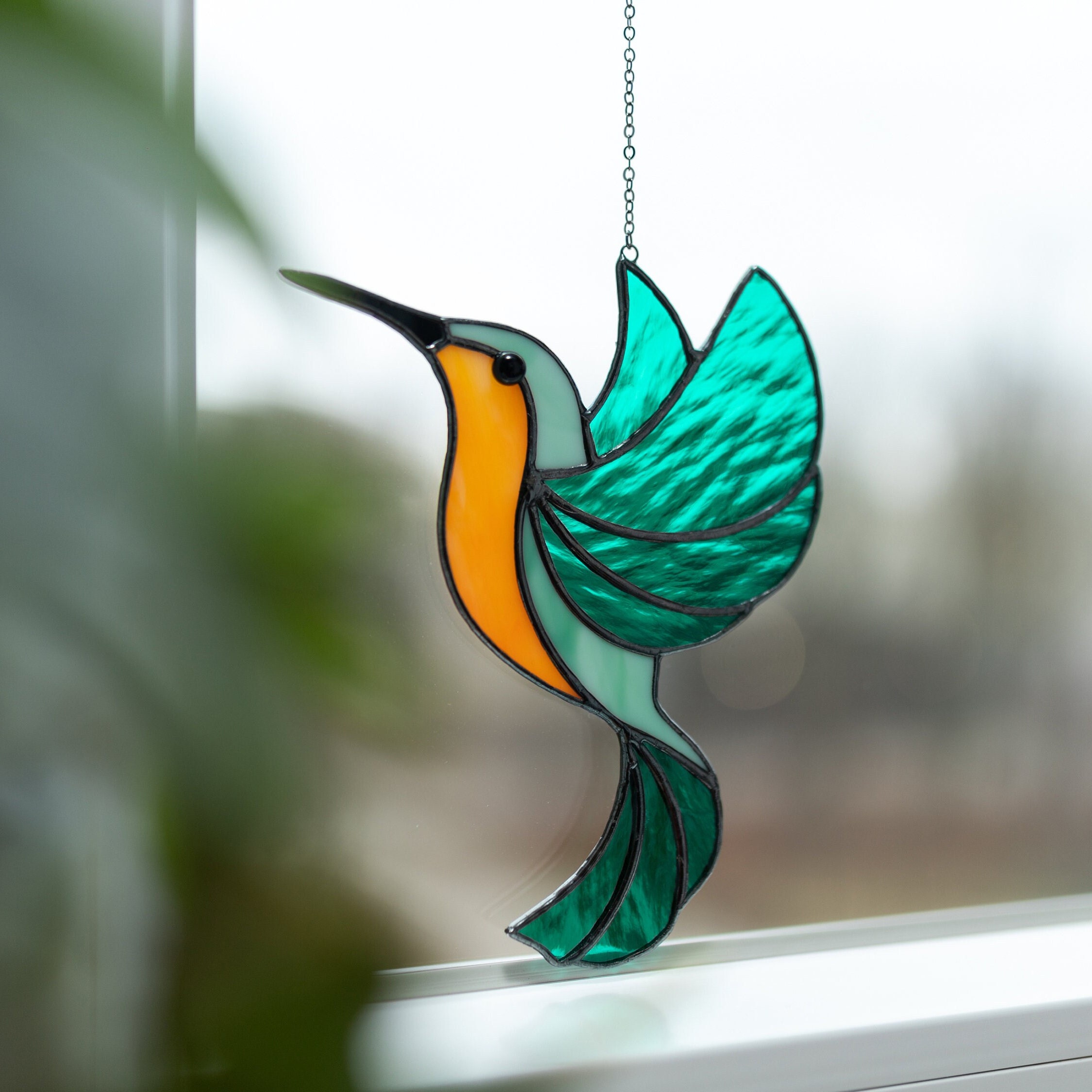 Stained glass Hummingbird suncatcher 