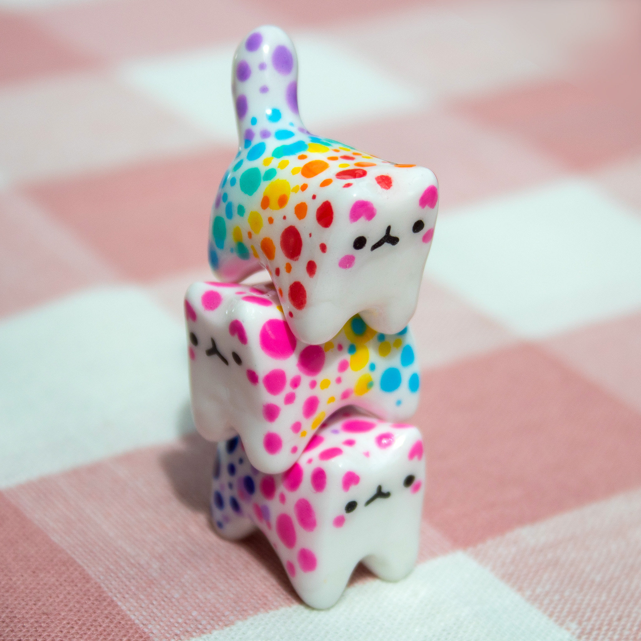 Handmade Painted Cute Quirky Clay Kitty Cat Figurine