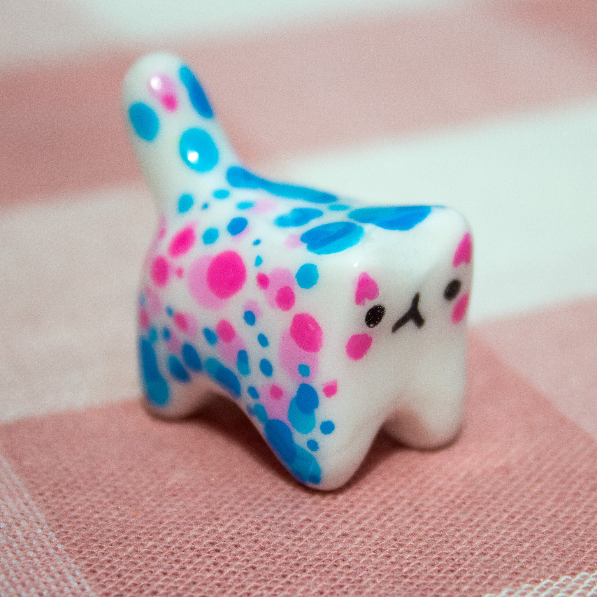 Handmade Painted Cute Quirky Clay Kitty Cat Figurine