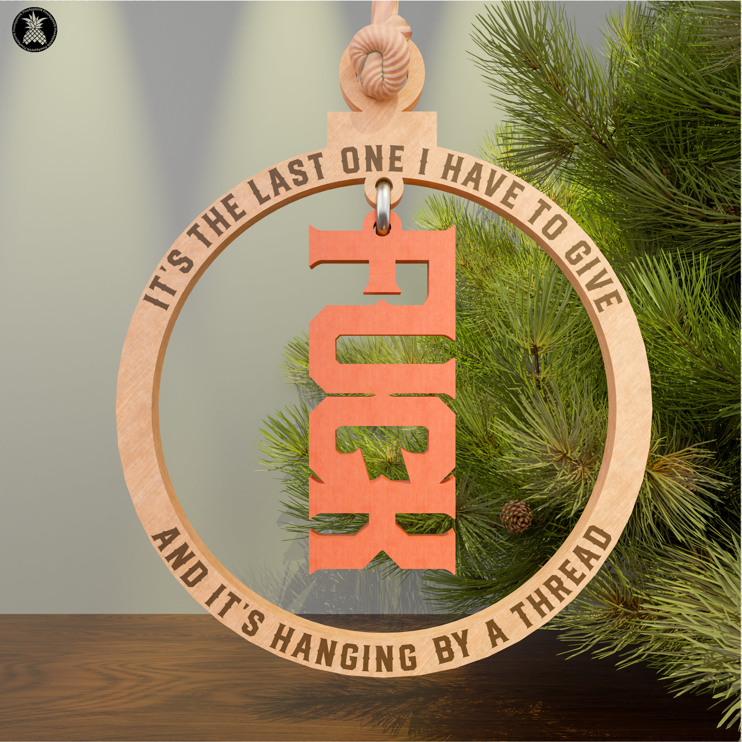 Funny Wooden Christmas Ornament 